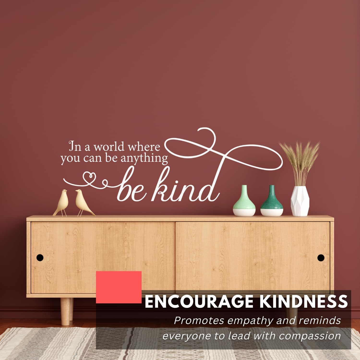 in a World Where You Can Be Anything Be Kind Wall Decal / Black / 30 x 10