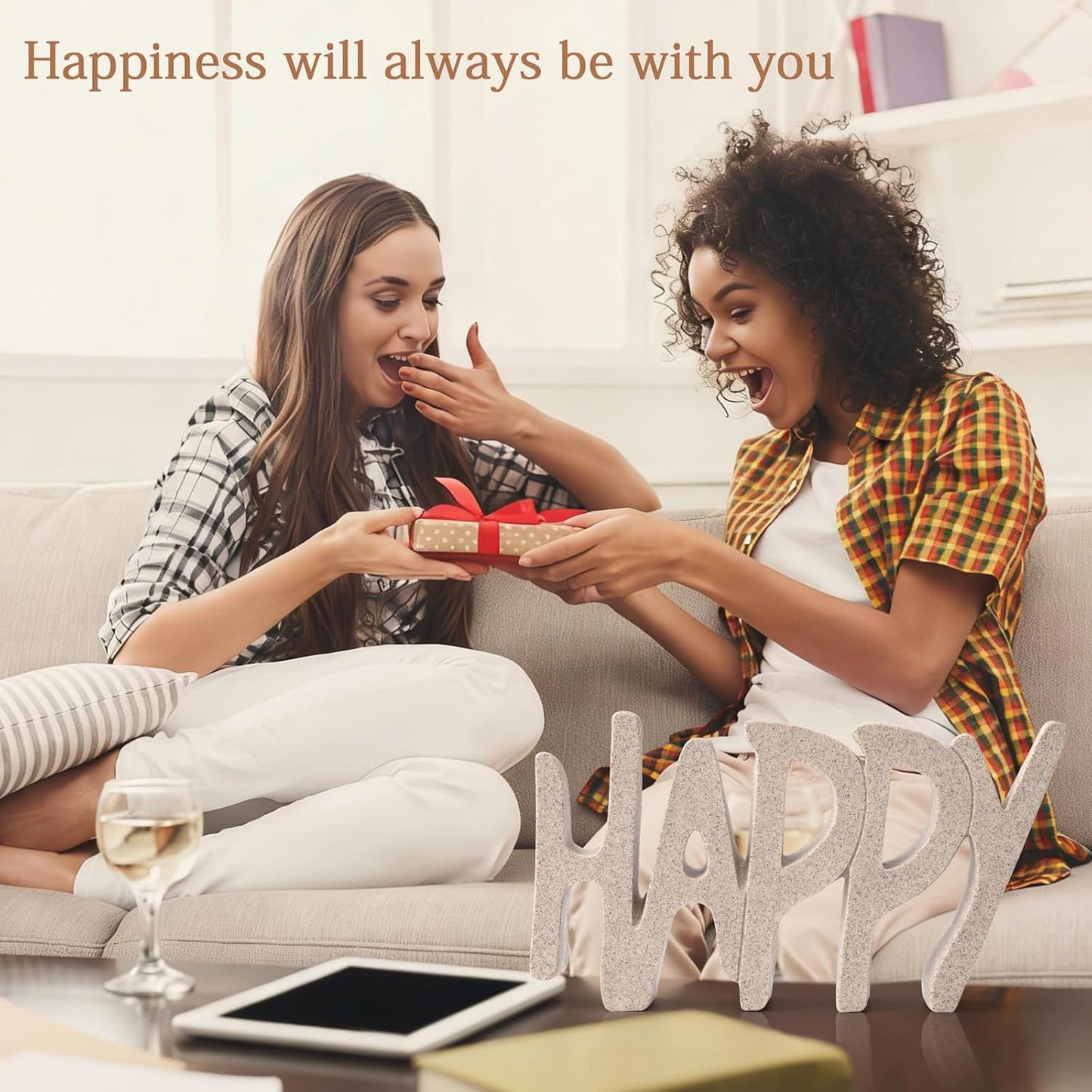 Happy Sign Decor Statue / Modern
