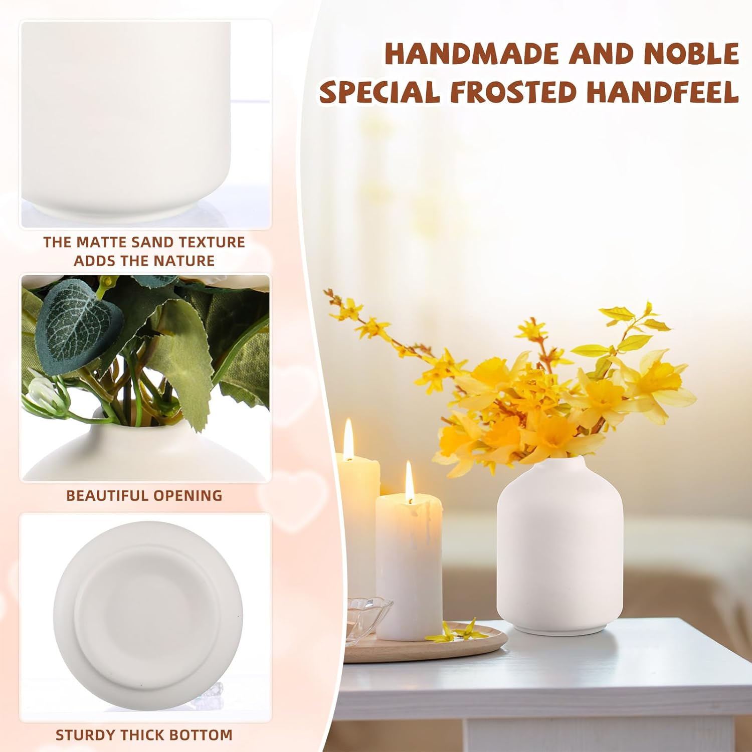 Ceramic Bud Vases Bulk Boho Small Flower Vase Ceramic / 3.9"*2.76 / Stylish / White / Set of 15