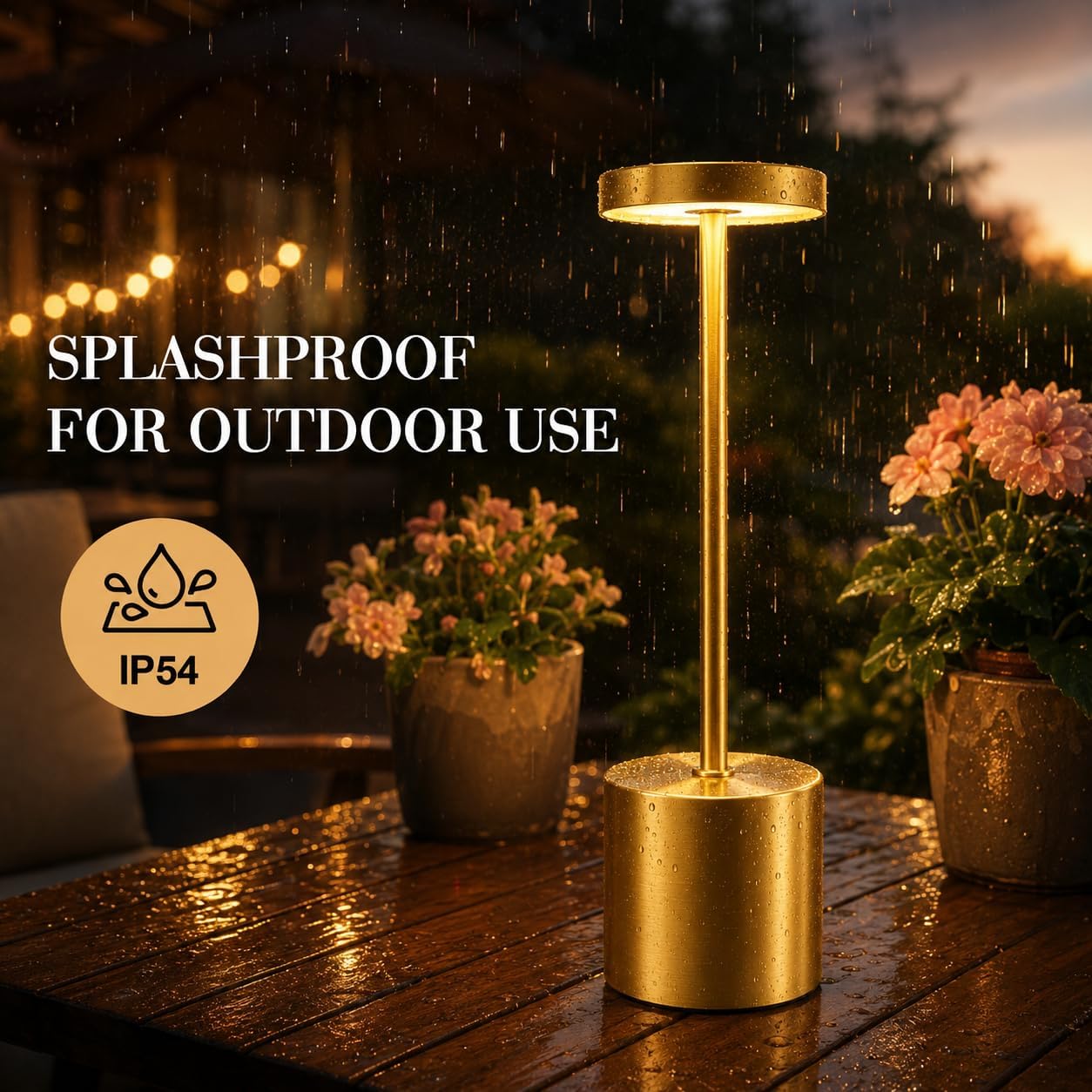 AUDLES Gold Cordless Table Lamps Set of 2, Brass Rechargeable Lamp, Battery Operated Lamps for Wedding Centerpiece &