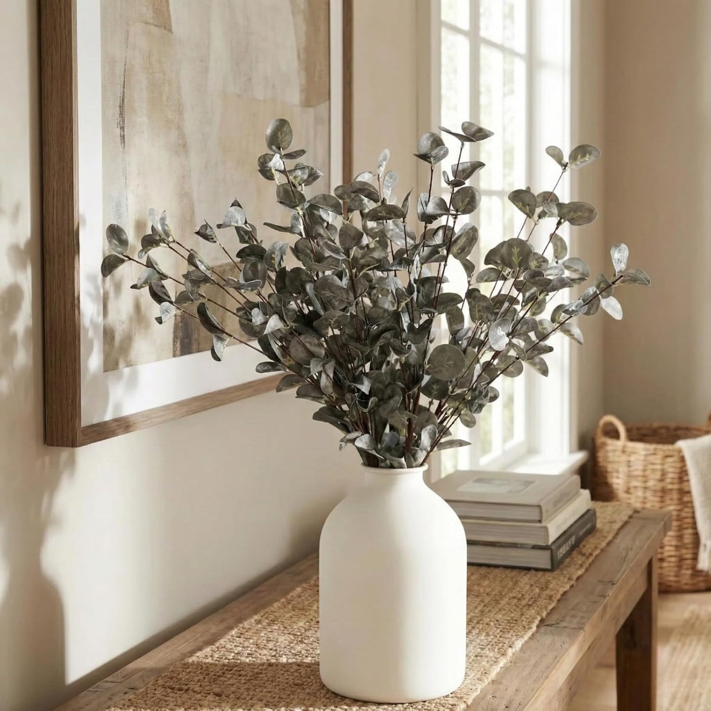 6 Branches Artificial Long Eucalpytus Stems for Tall Vase