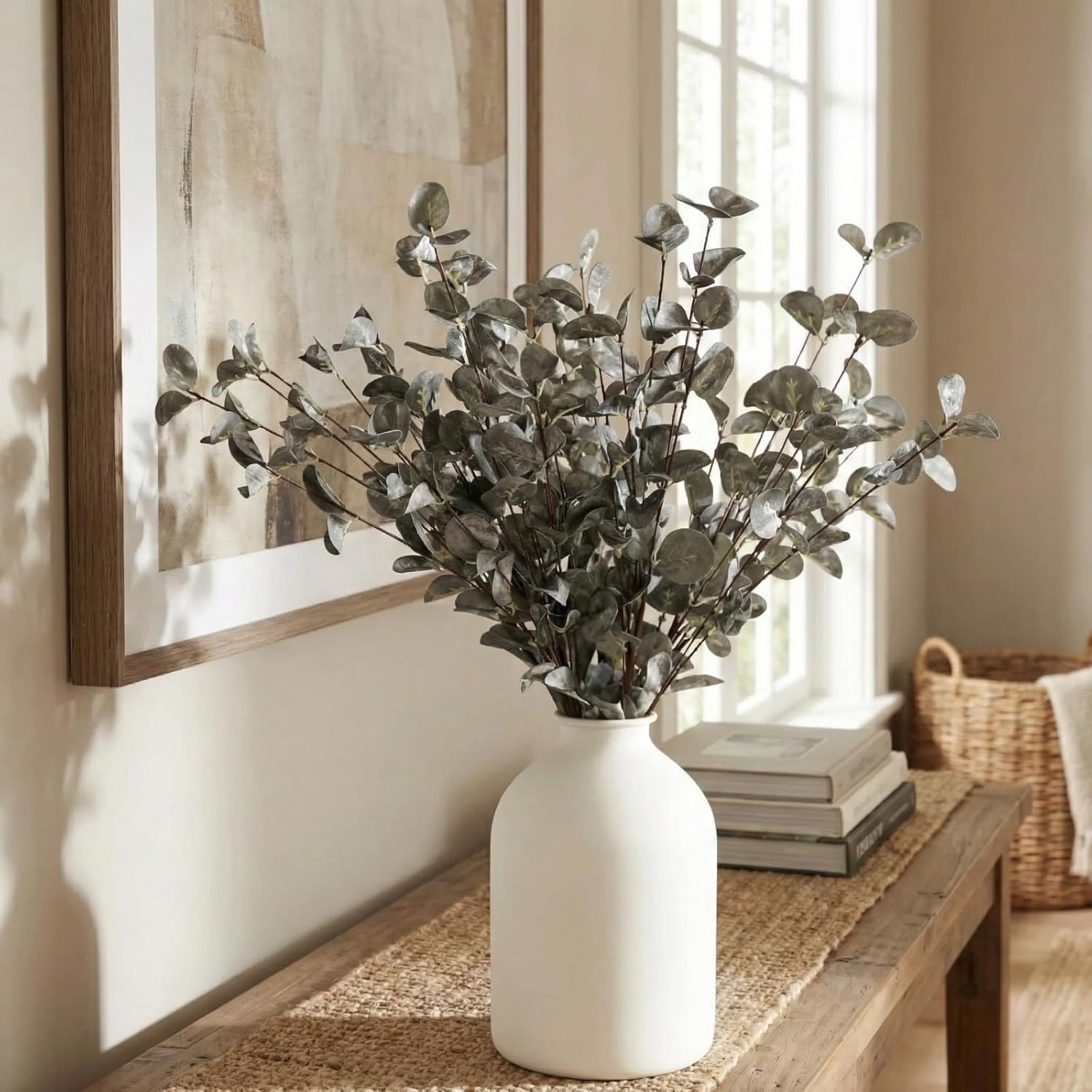 6 Branches Artificial Long Eucalpytus Stems for Tall Vase