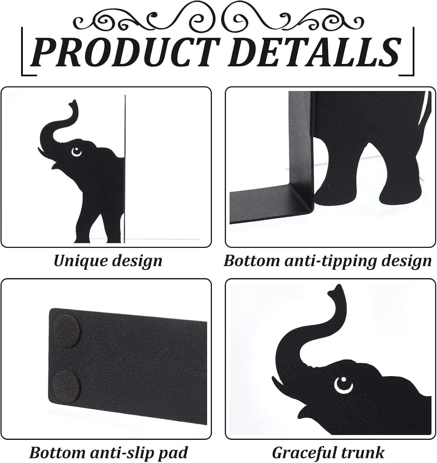 Metal Bookends Styles Book Ends / Elephant / Set of 2