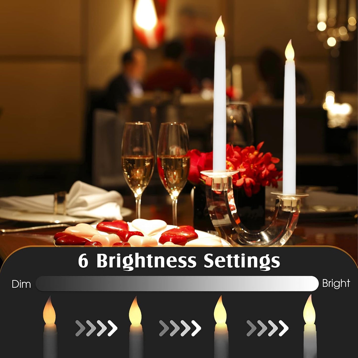 24pcs 11" LED Flameless Taper Battery Candles for Halloween,White