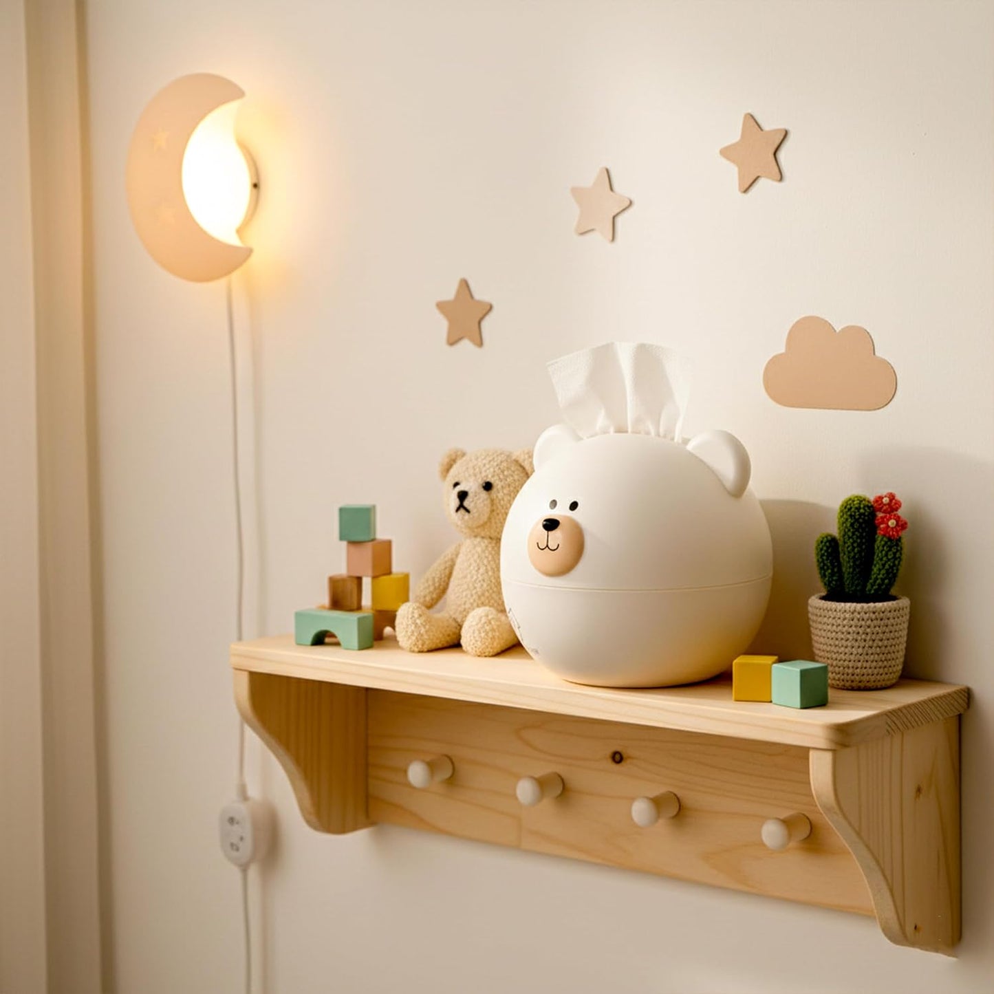 Bear Tissue Box Cover Cartoon Paper Holder Facial Dispenser Organizer for Kids Living Room Bathroom