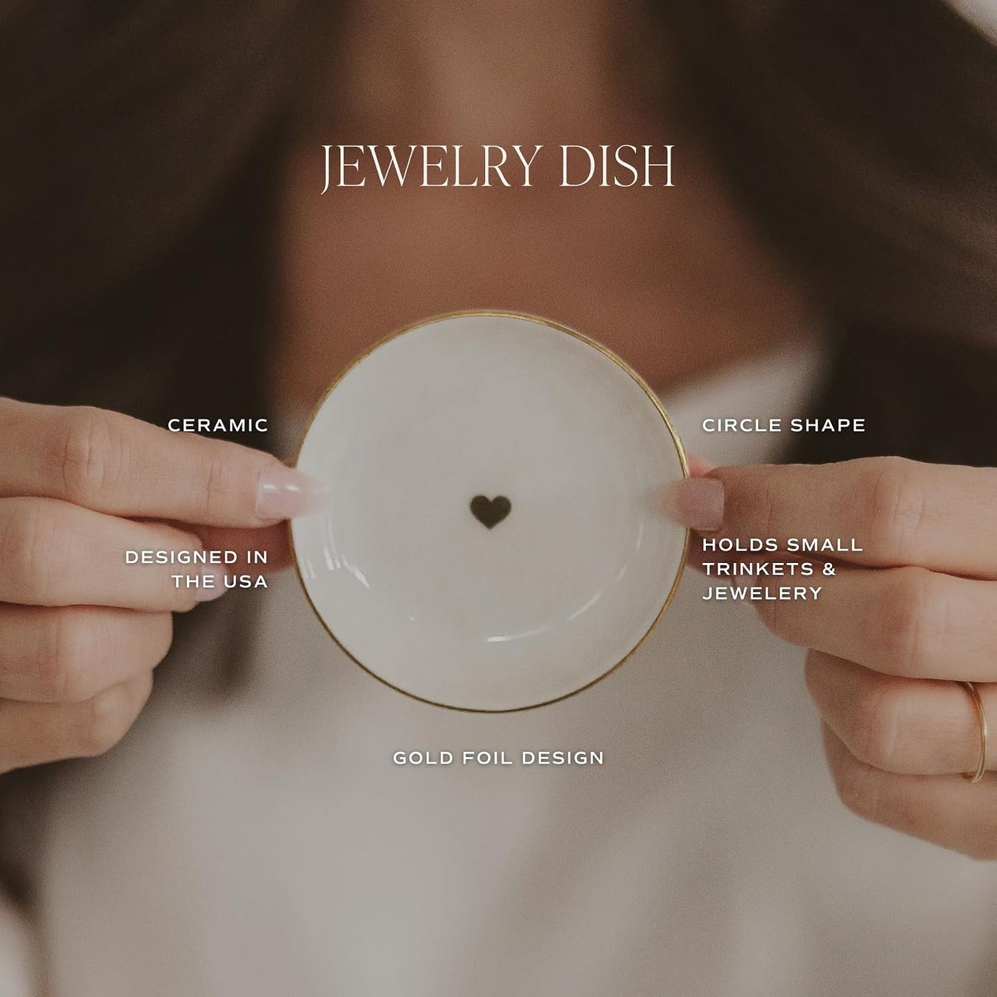 Jewelry Dish Tray / Gold Heart