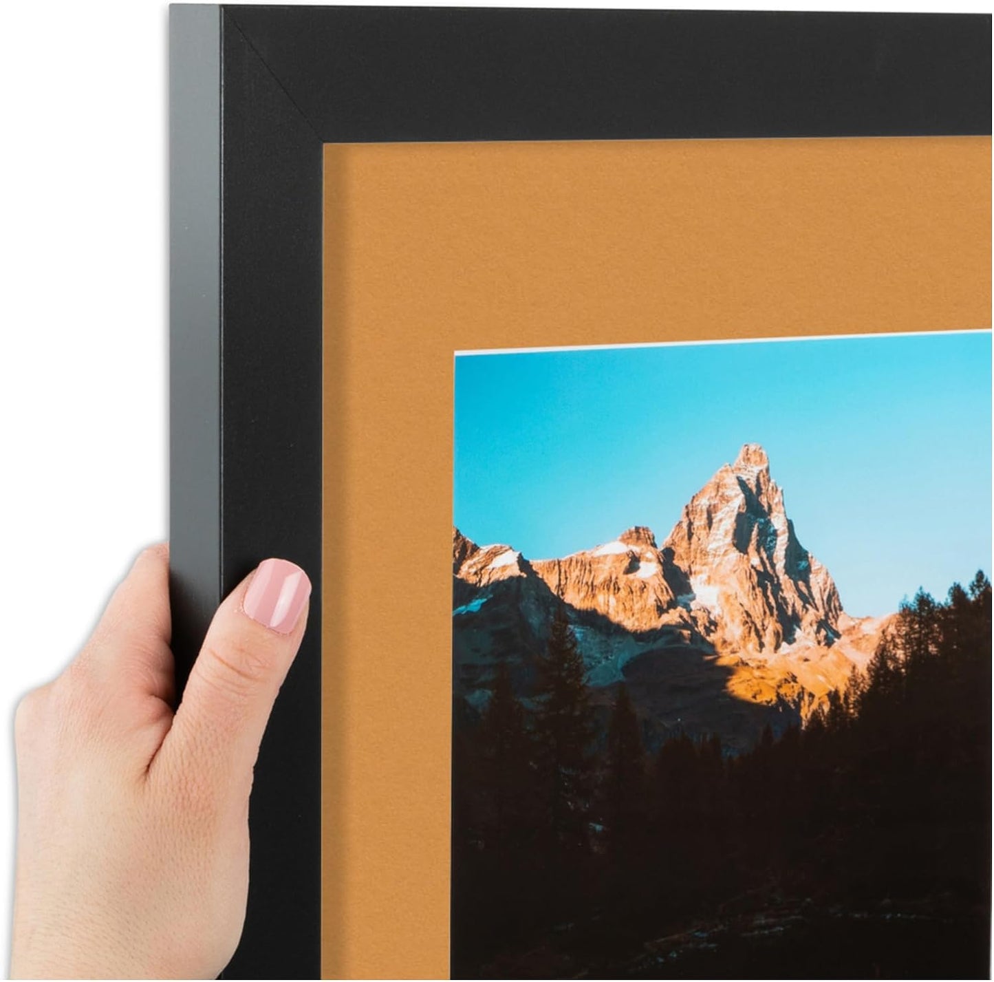 ArtToFrames Collage Picture Frame 3 Opening 3-5x7 Photo Frame | Made in USA | Black Frame Amber and Black Mats | Wall