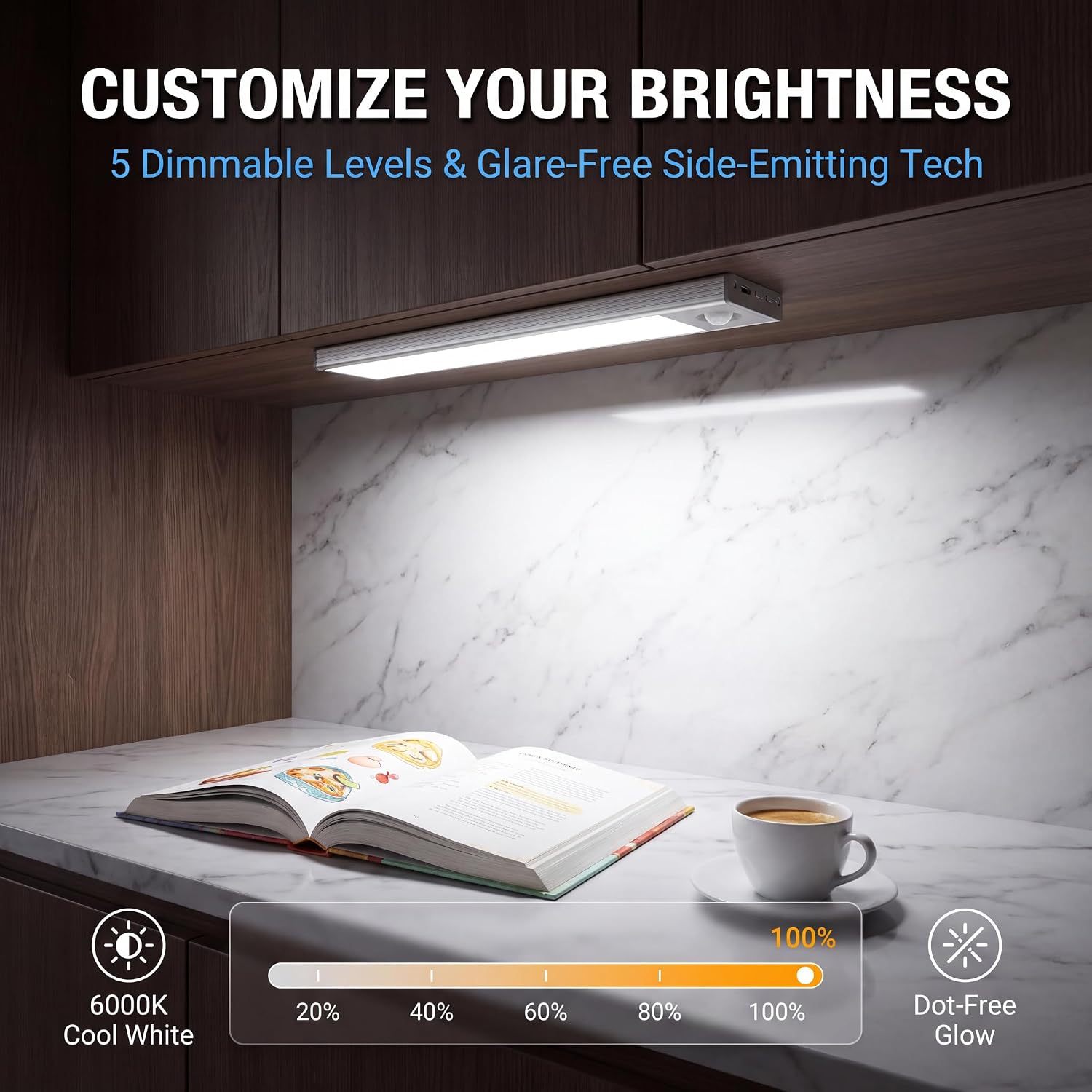 Under Cabinet Lighting, 4200mAh Motion Sensor Light, 3CCT, 2 Pack | 11 Inch USB-C Fast Charging, Battery Operated