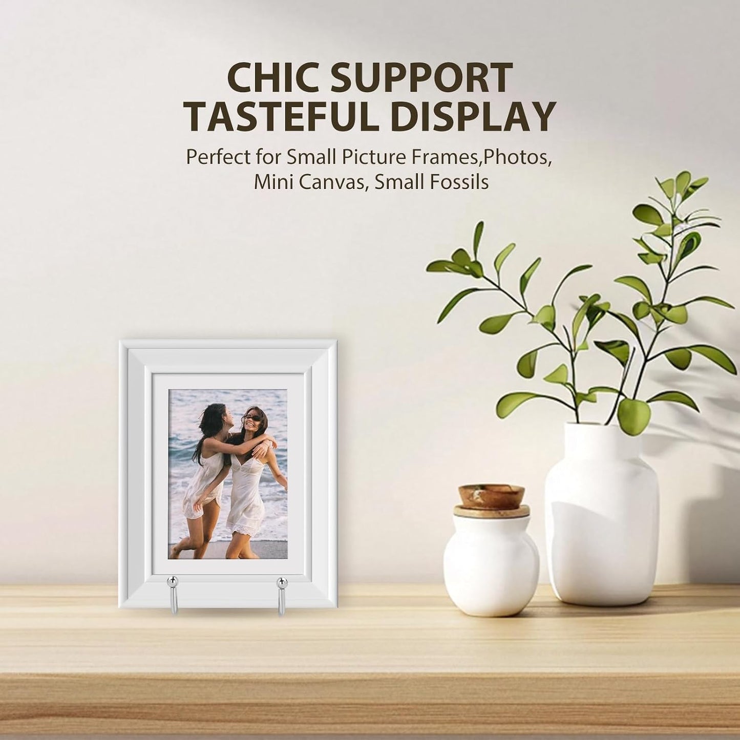 Decorative Plate Stand Holder Picture Frame Stand Easel Display Stand / 3 Inch / Silver / Set of 4