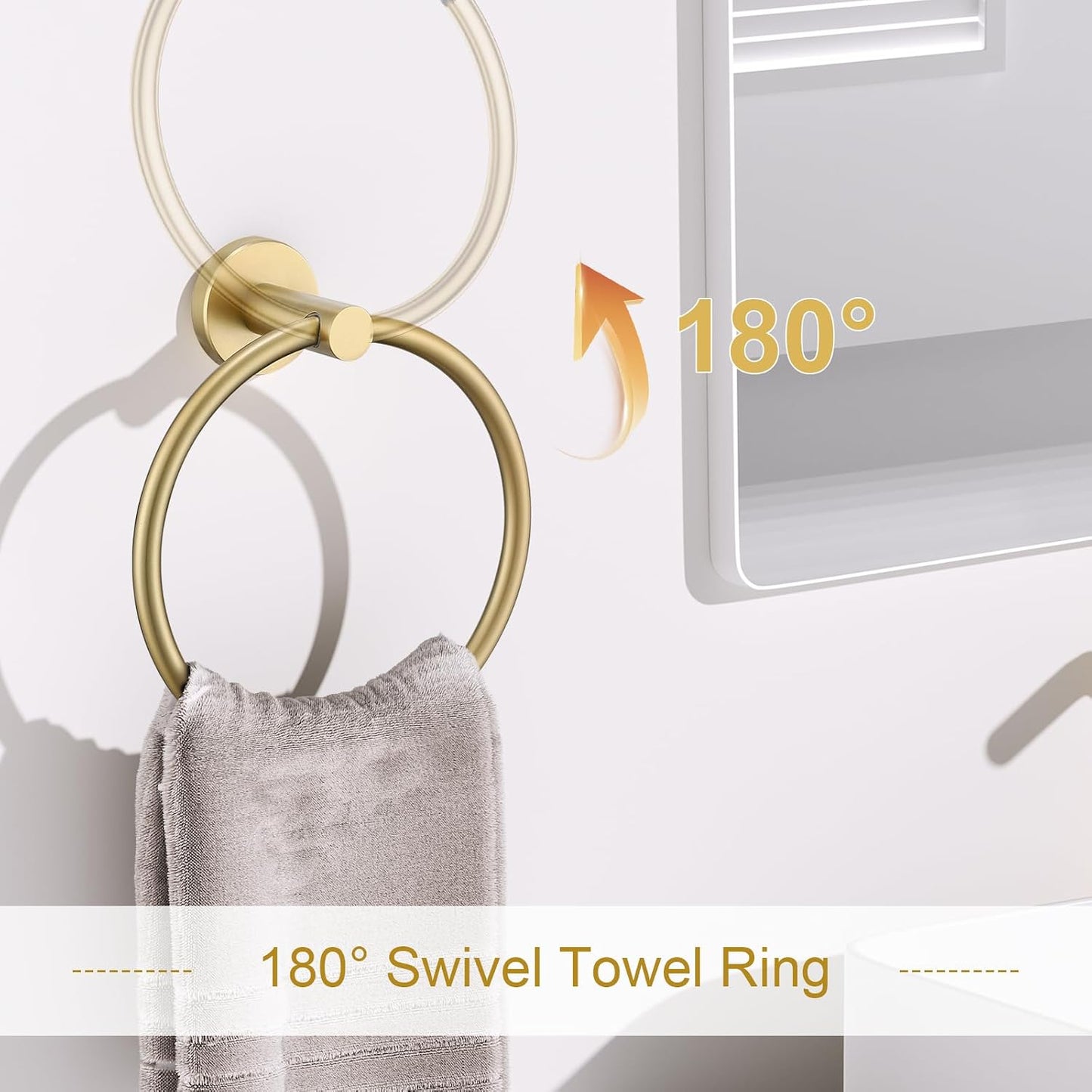 Brushed Gold Bathroom Hardware Set, 5 Pieces Gold Towel Bar Bathroom Accessories, Upgraded Toilet Paper Holder with