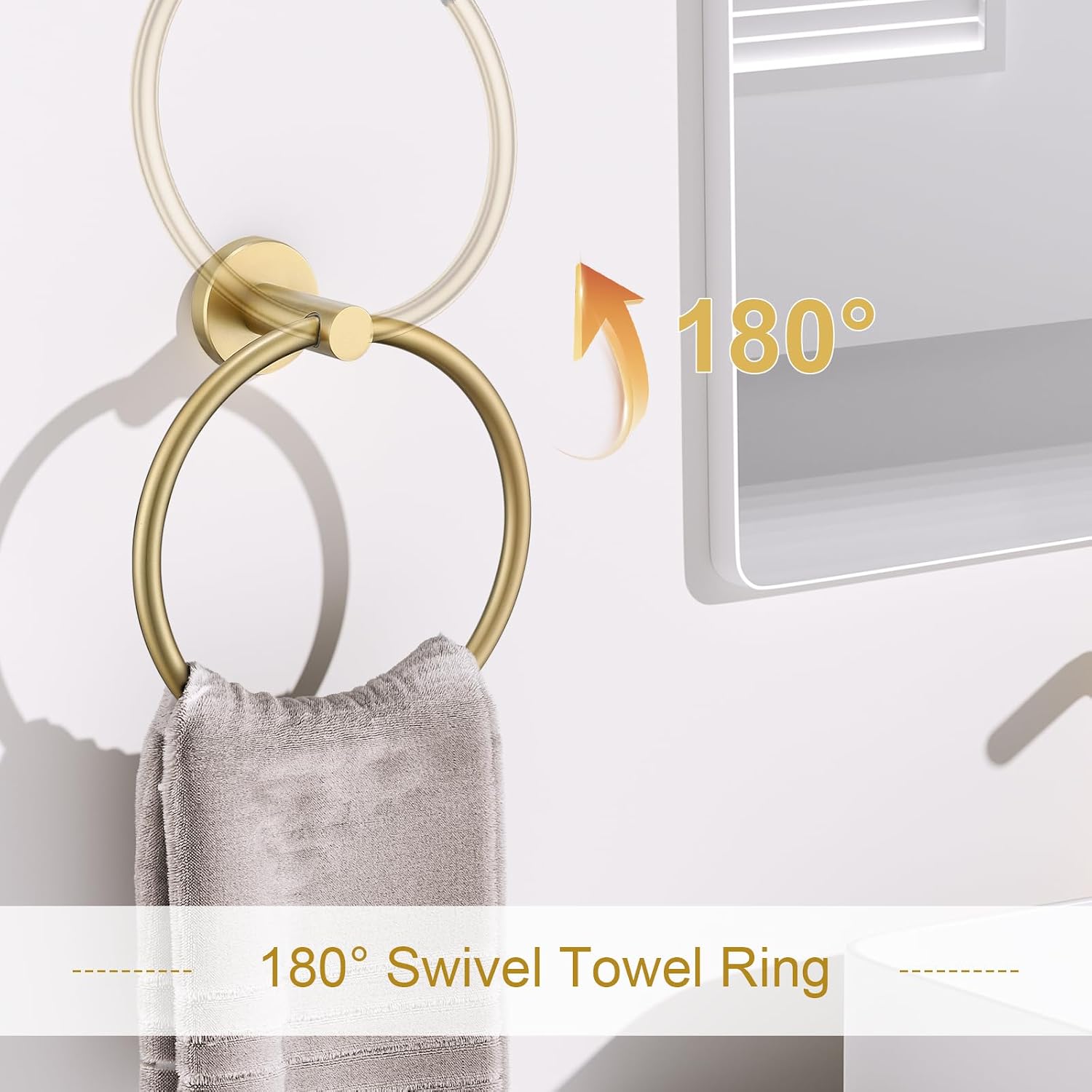 Brushed Gold Bathroom Hardware Set, 5 Pieces Gold Towel Bar Bathroom Accessories, Upgraded Toilet Paper Holder with