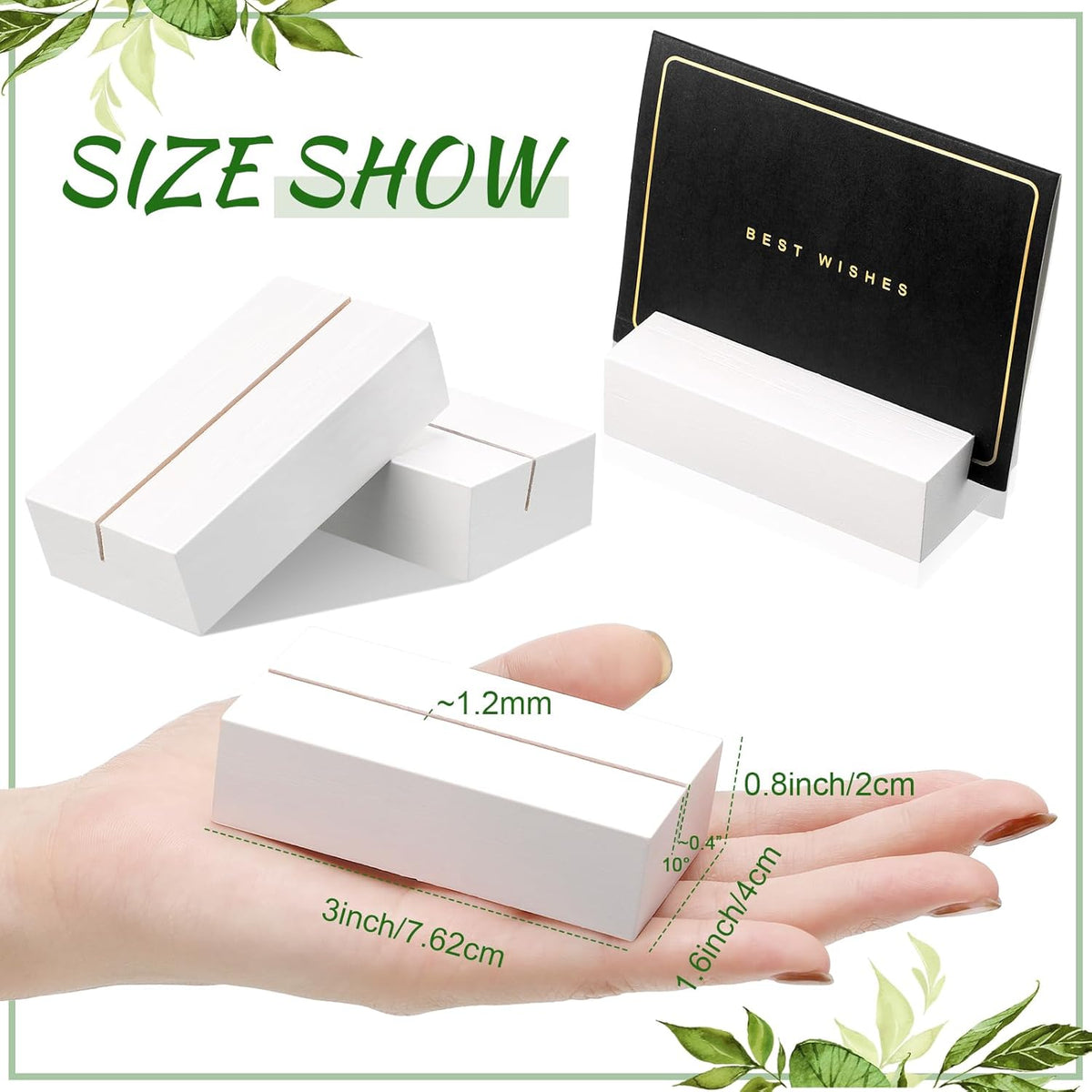 Blosssound 24 Pcs Wood Place Card Holders,3 x 1.6 x 0.8 Inches,White | Table Number Stands Wedding Party Events, Name