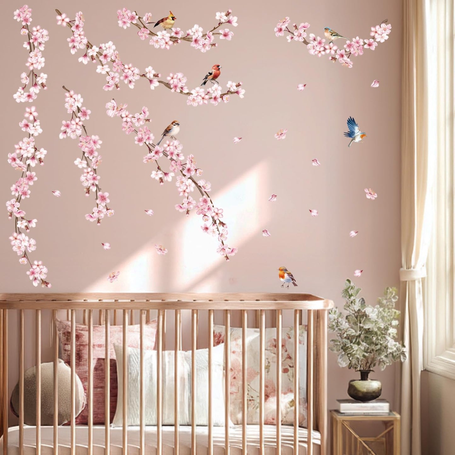 Vine Flowers / Cherry Blossom Wall Decals / Pink