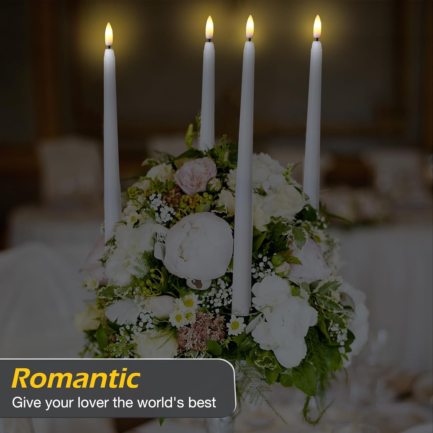 20 Pcs Flickering Flameless Taper Candles Bulk LED Battery Operated Realistic Flame Effect with Remote & Timer Safe No