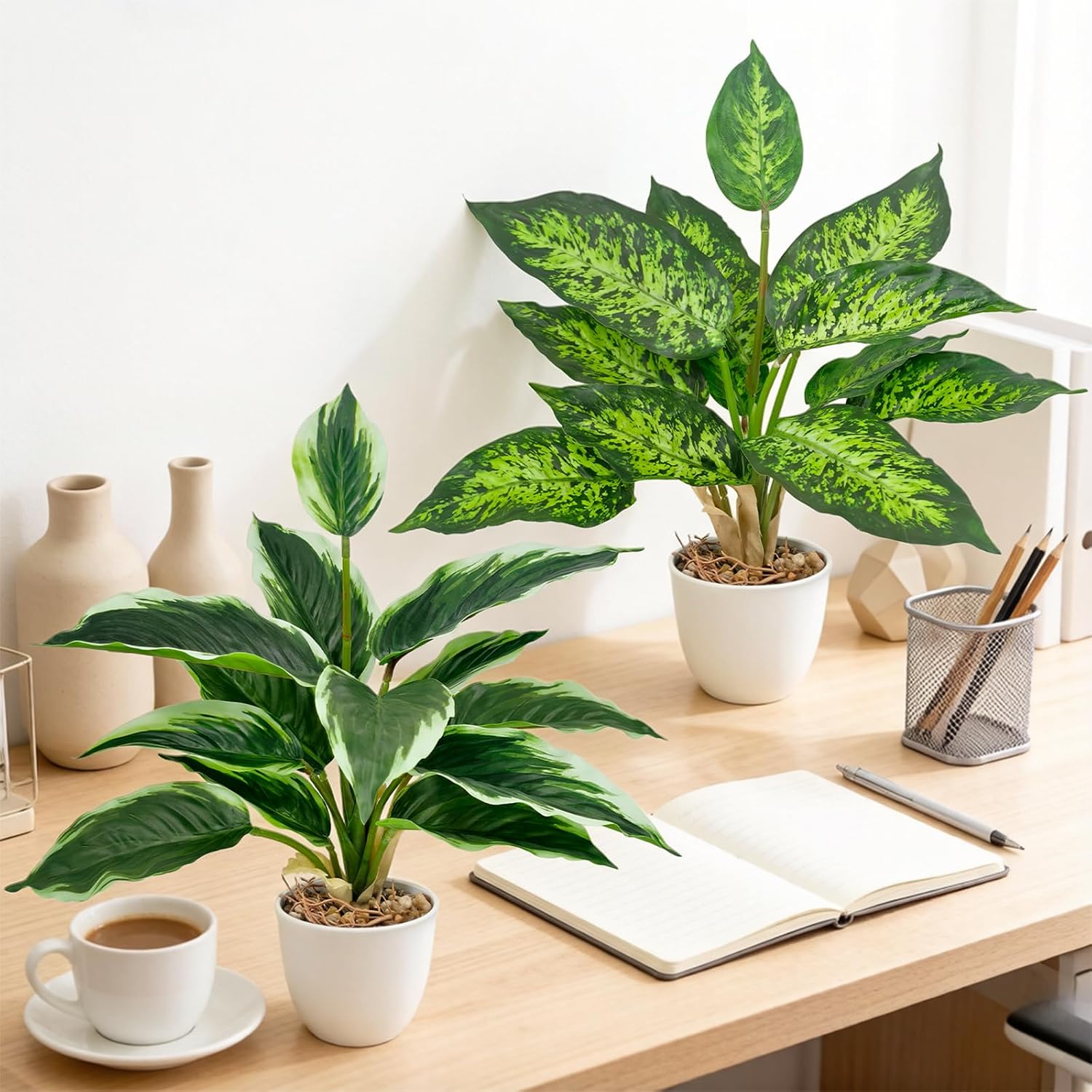 Artificial Potted Plants / White / Set of 2