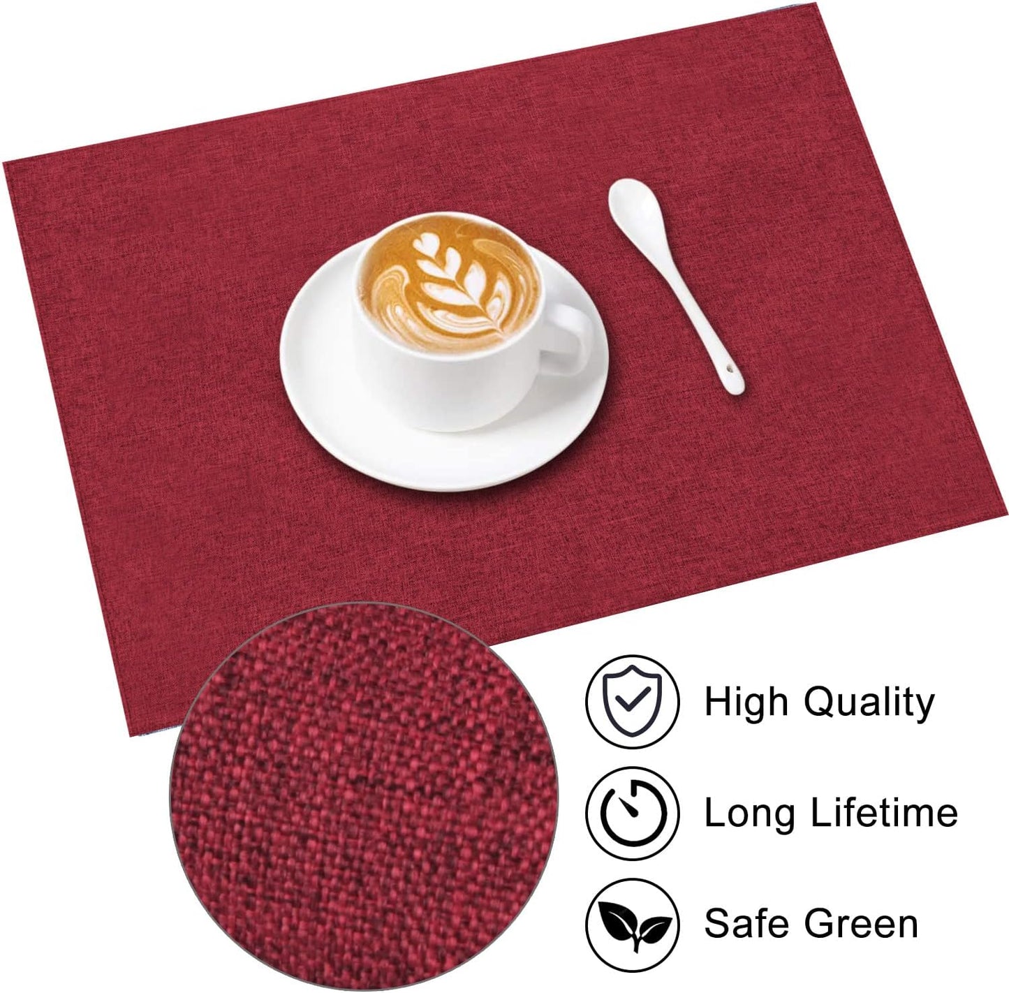 Cloth Placemats Set of 6, Cotton Linen Blend Machine Washable Durable Linen Table Mats, Heat Resistant Placemats