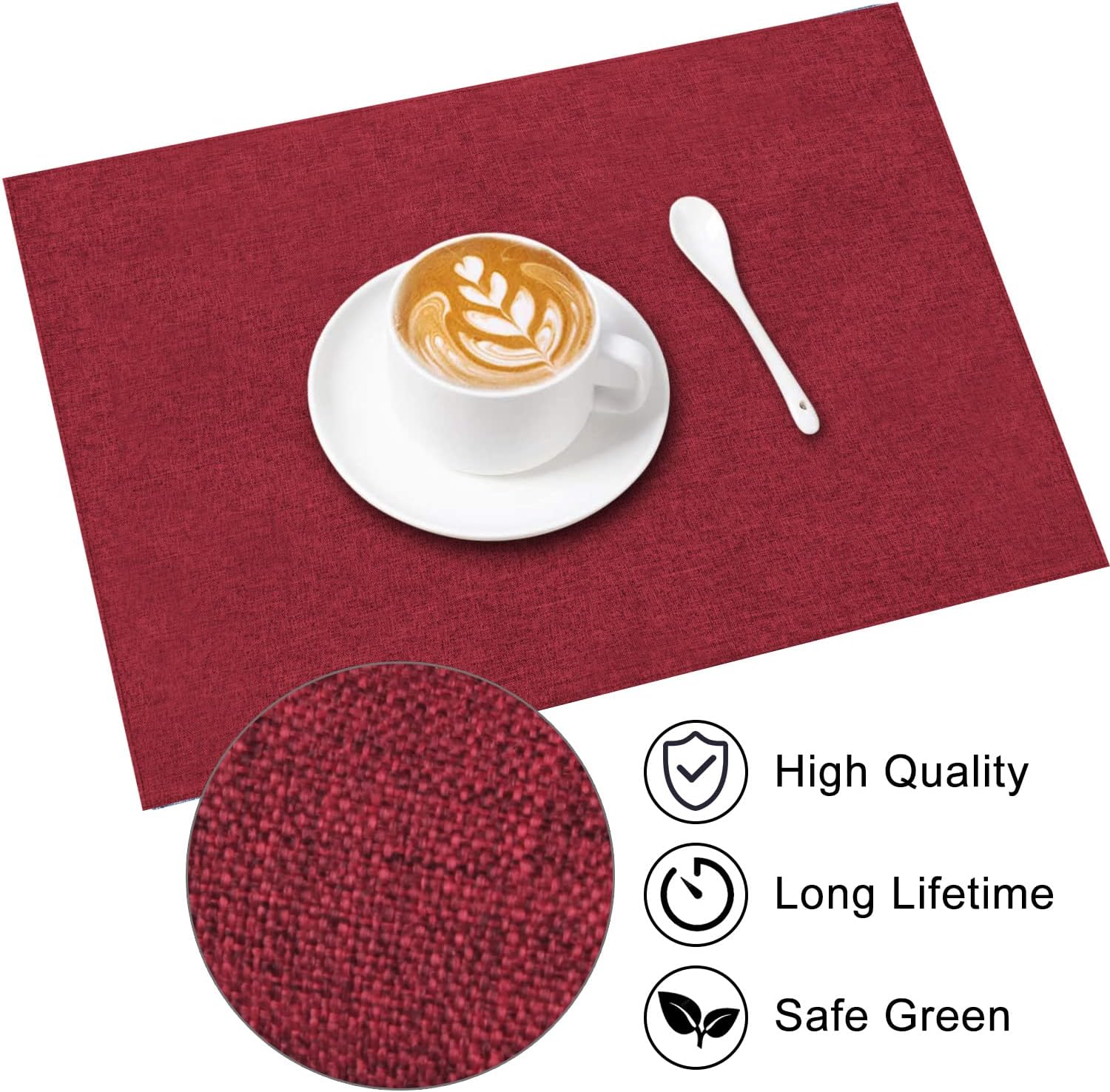 Cloth Placemats Set of 6, Cotton Linen Blend Machine Washable Durable Linen Table Mats, Heat Resistant Placemats