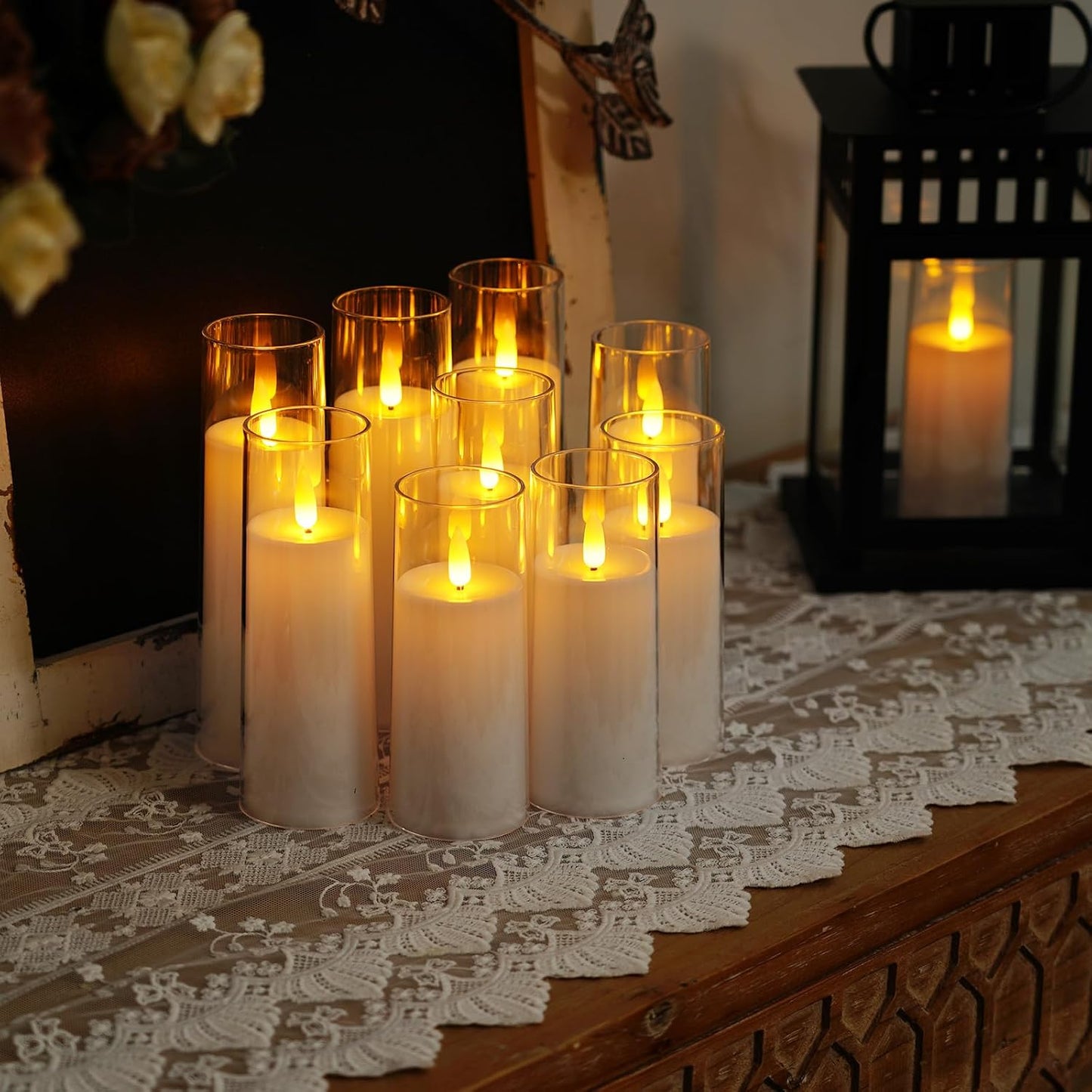 Homemory Pure White Acrylic Flameless Candles, LED Candles, Battery Operated Candles with Remote Control and Timer