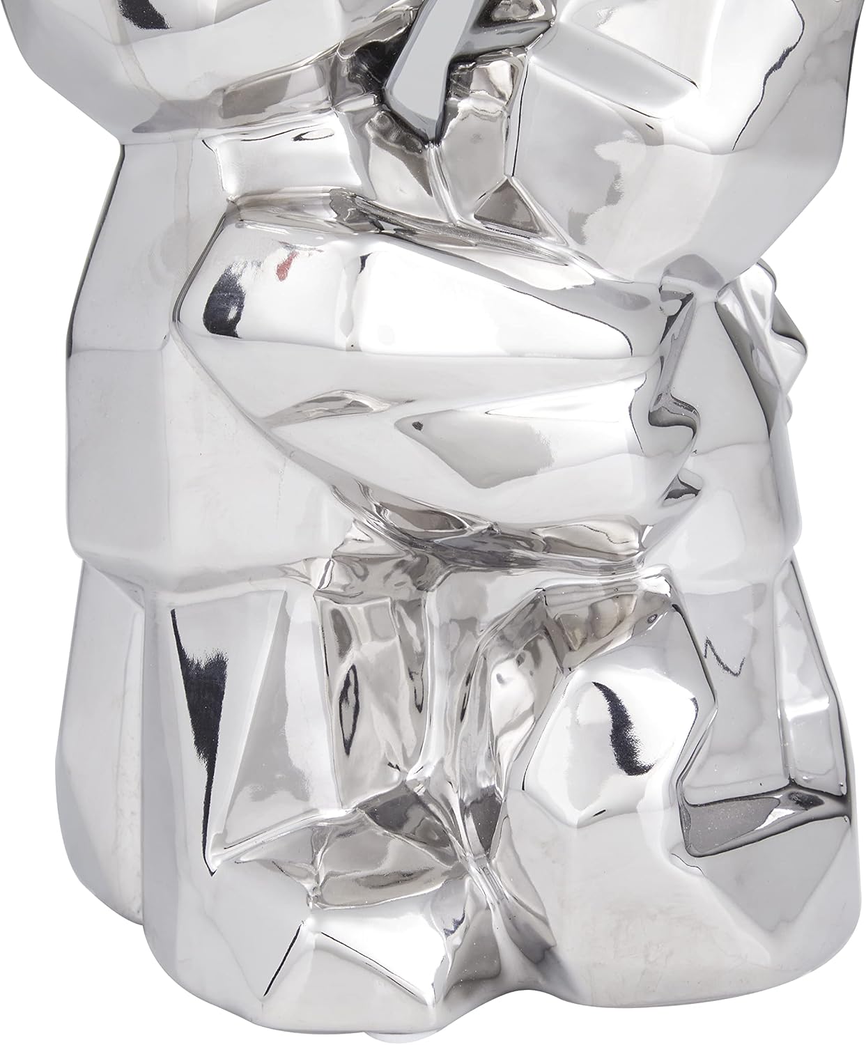 Deco 79 Porcelain Dog Cubist Sculpture / Silver / 8 x 5 x 12