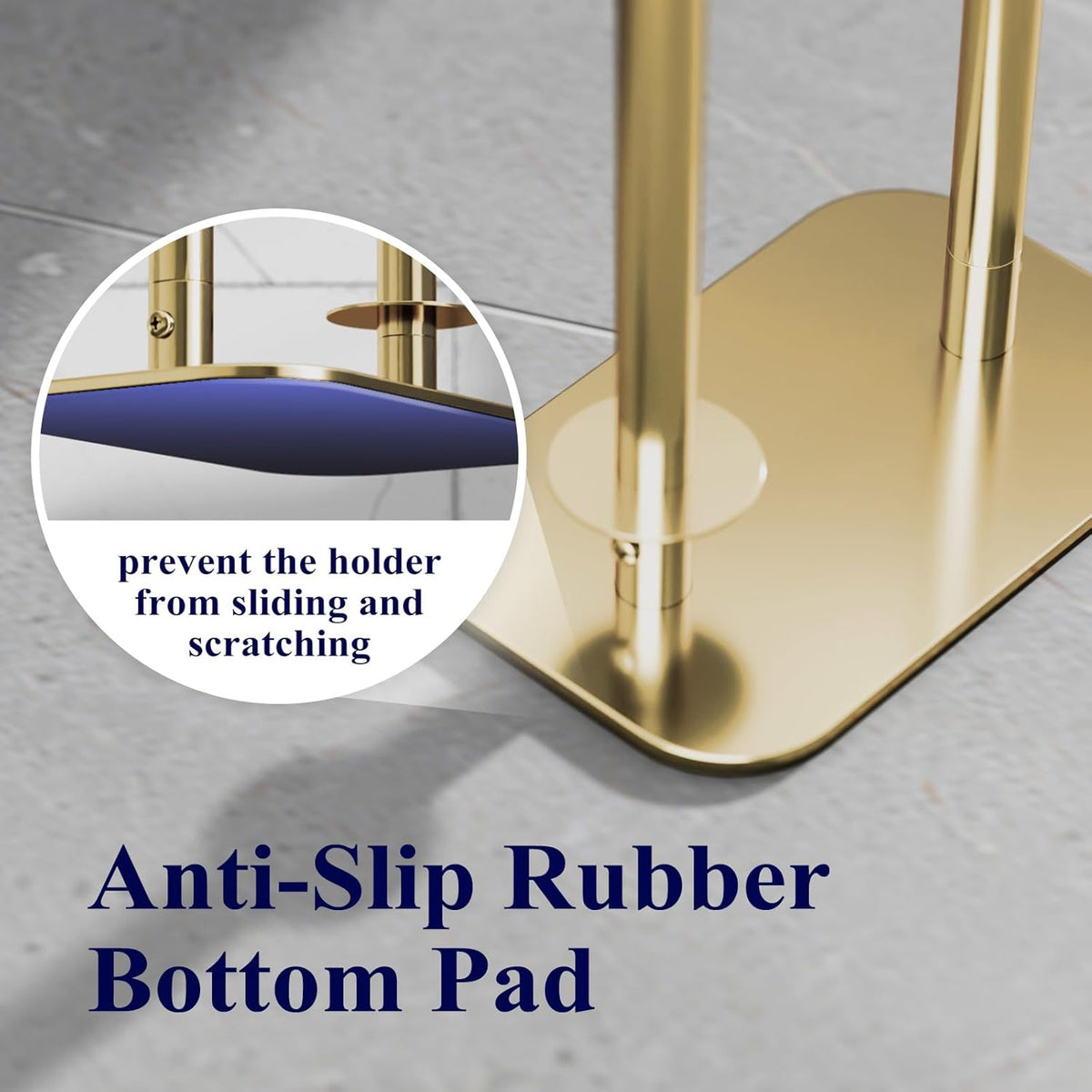 Kitsure Metal Toilet Paper Holder Free Standing, Medium, Chrome Gold | Rustproof Toilet Paper Stand for 4 Rolls