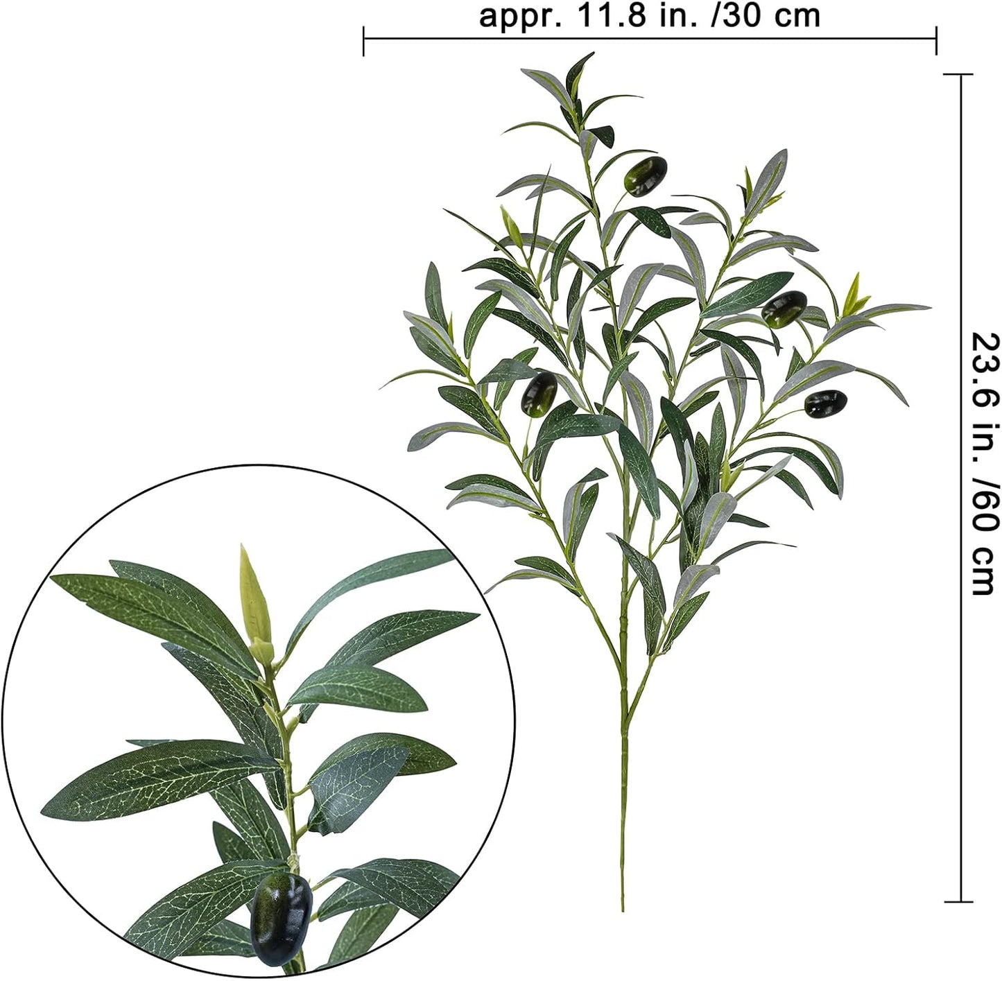 23.6" Tall Artificial Olive Branches / Set of 3