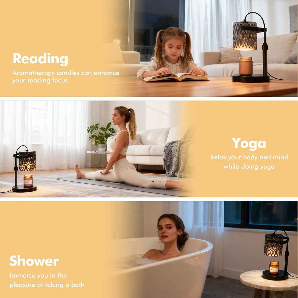 Candle Warmer Lamp, Timer & 4-Level Dimmer, Modern Decor | Flameless Electric Wax Warmer for Jar Candles, Includes 2