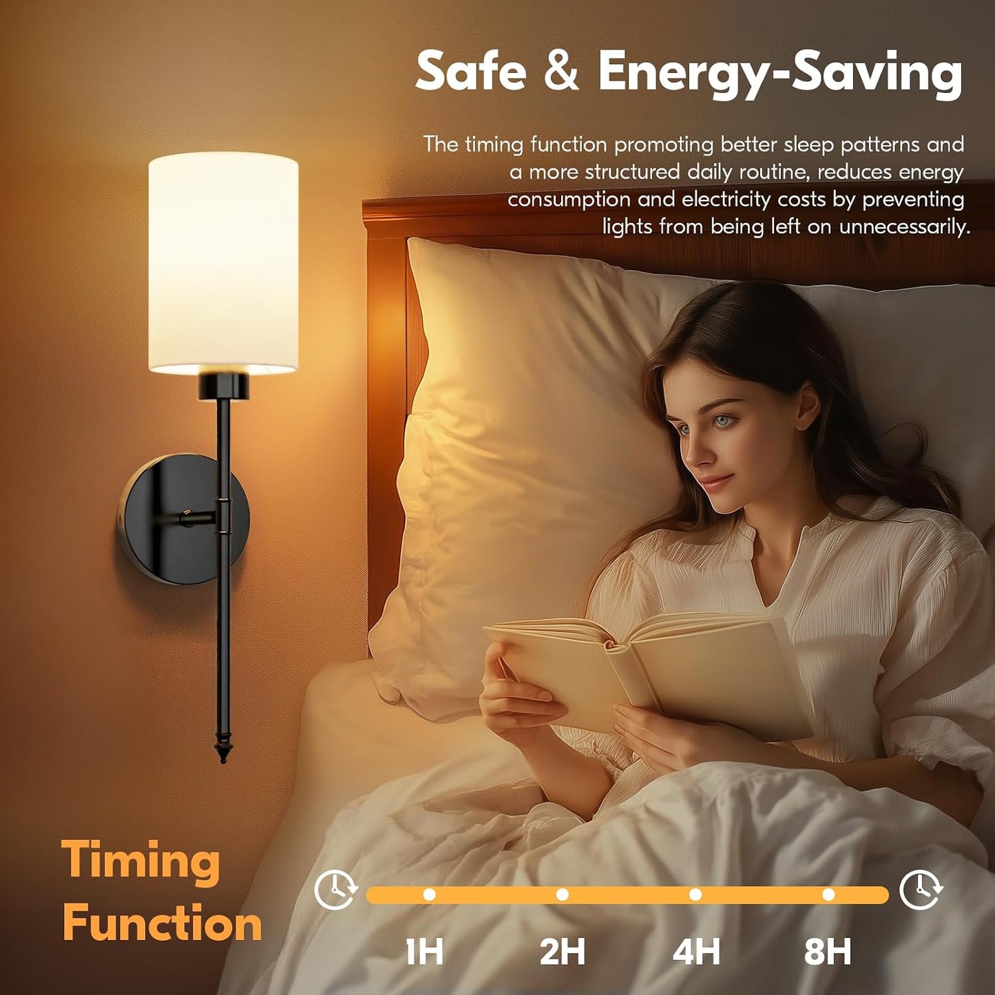 20.67 inch Battery Operated Wall Sconce Set of 2, Black Rechargeable Wall Lights with 10400mAh Dimmable Bulbs and