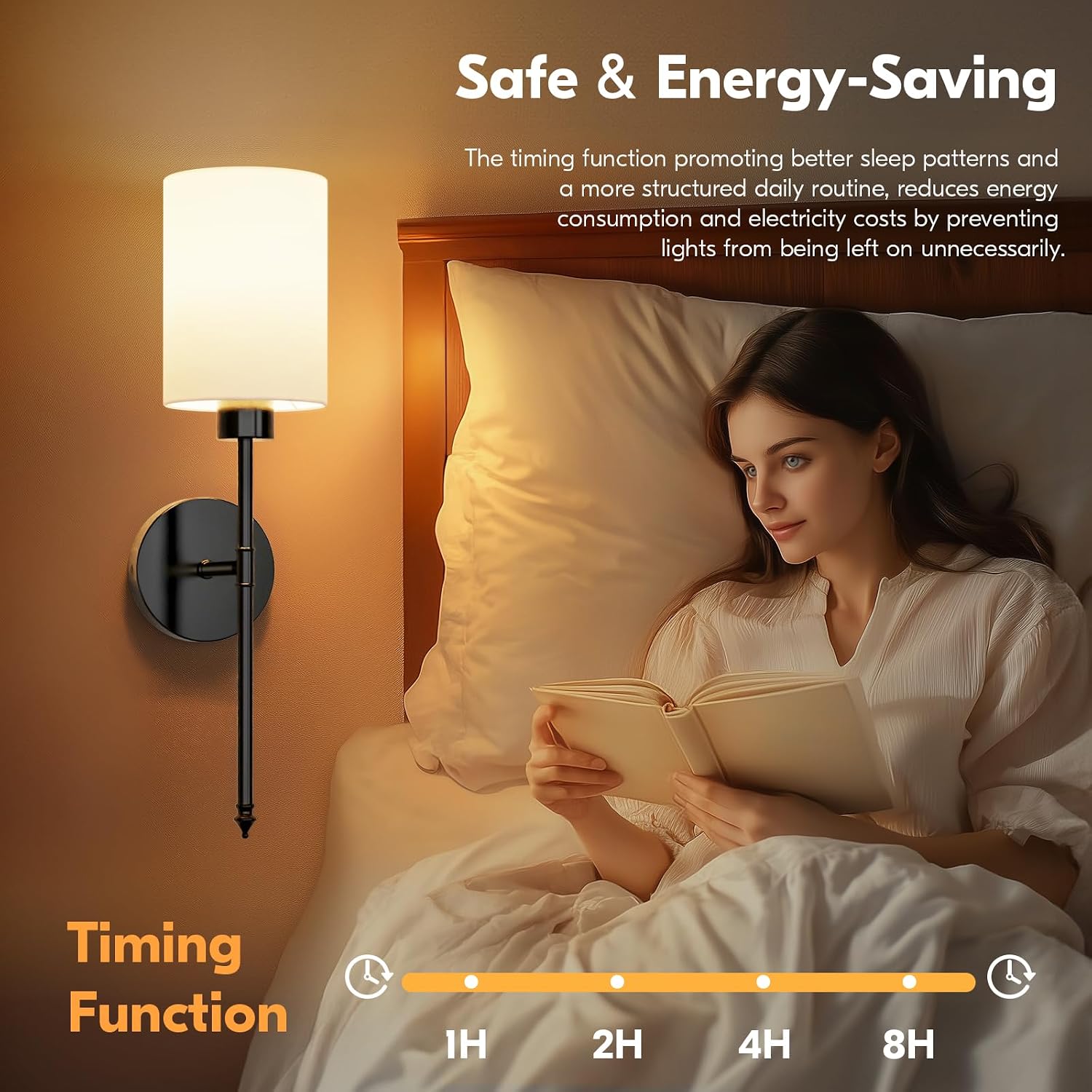 20.67 inch Battery Operated Wall Sconce Set of 2, Black Rechargeable Wall Lights with 10400mAh Dimmable Bulbs and