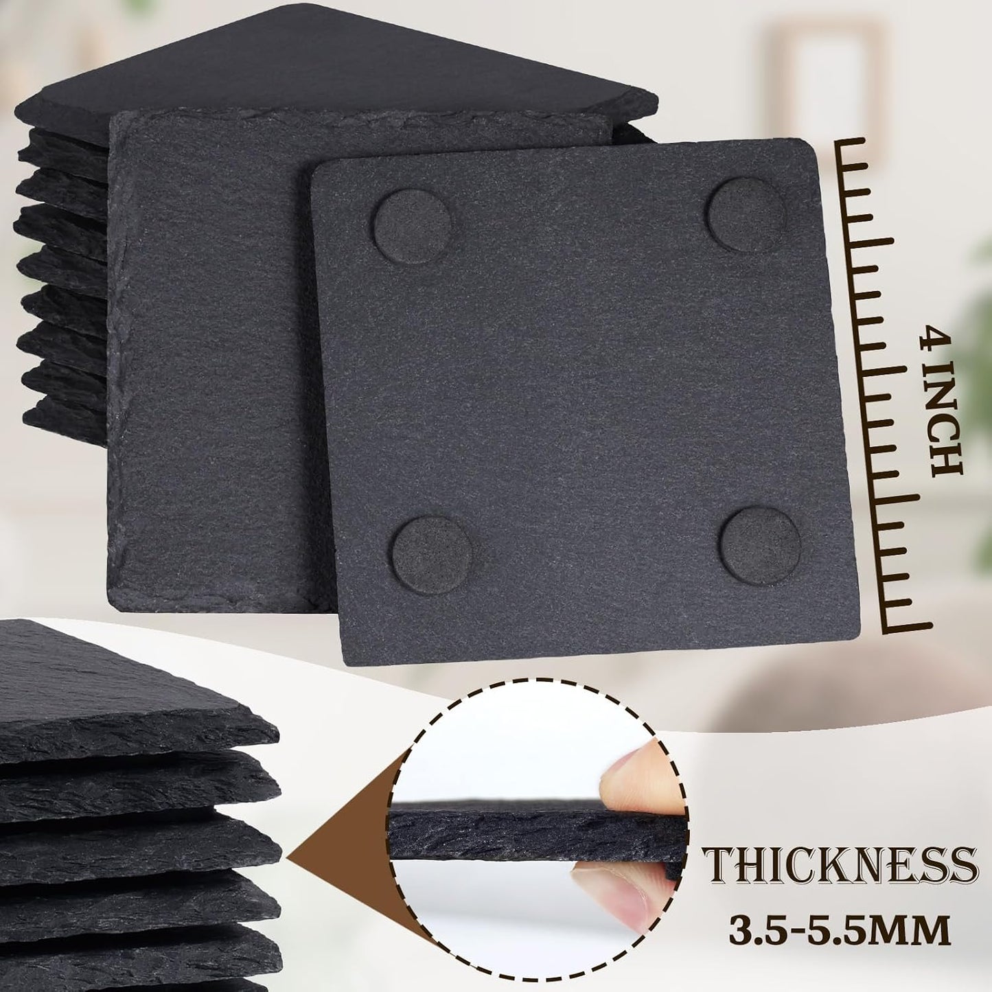 Black Coasters Stone Coaster Set / Black Stone / 4 Inch / Set of 72
