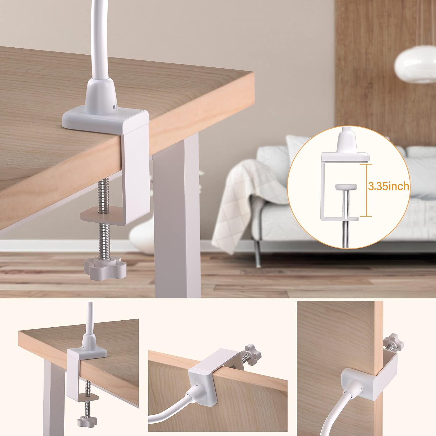 LED Desk Lamp With Clamp, 10W Gooseneck Lamps Touch Control,Swing Arm Clamp Lamp, Architect Clamp Desk Lamp