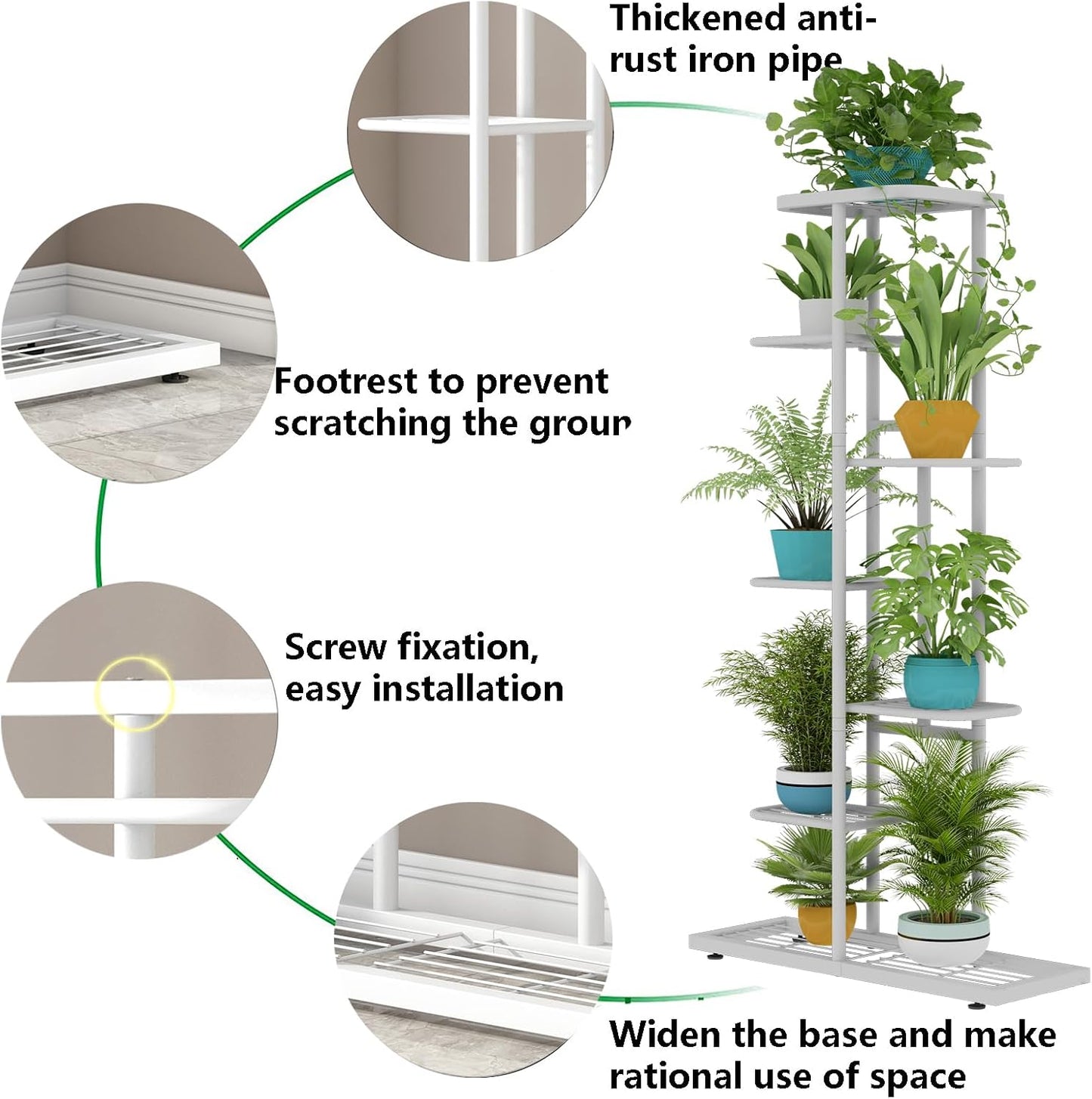 LINZINAR 7 Tier Plant Stand Indoor Outdoor Metal Flower Pot Display Shelf | Space Saving,8 Potted Multiple Flower Pot