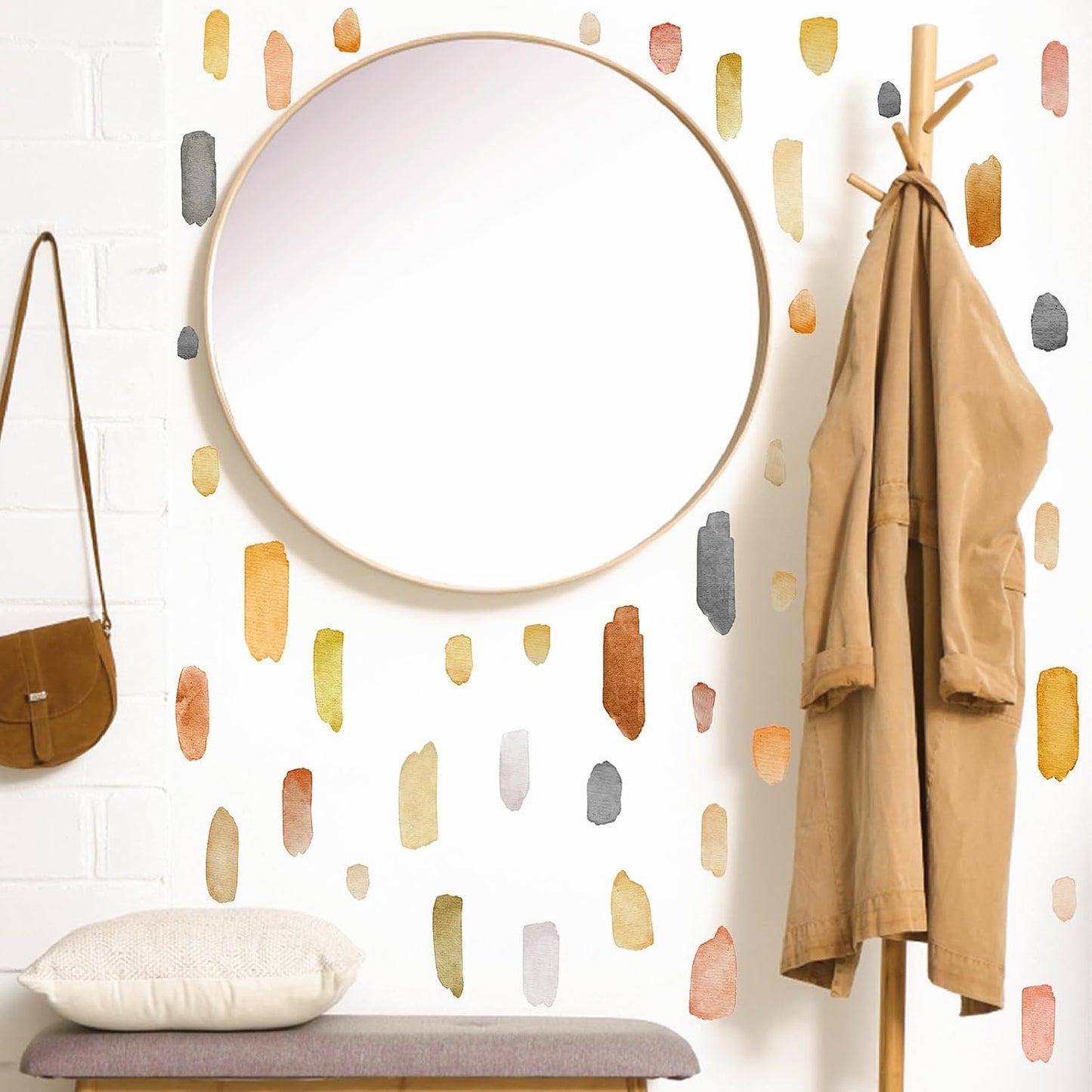 Watercolor Wall Stickers Peel and Stick Boho Wall Decals Brush Strokes Splatter Decal / Lines B