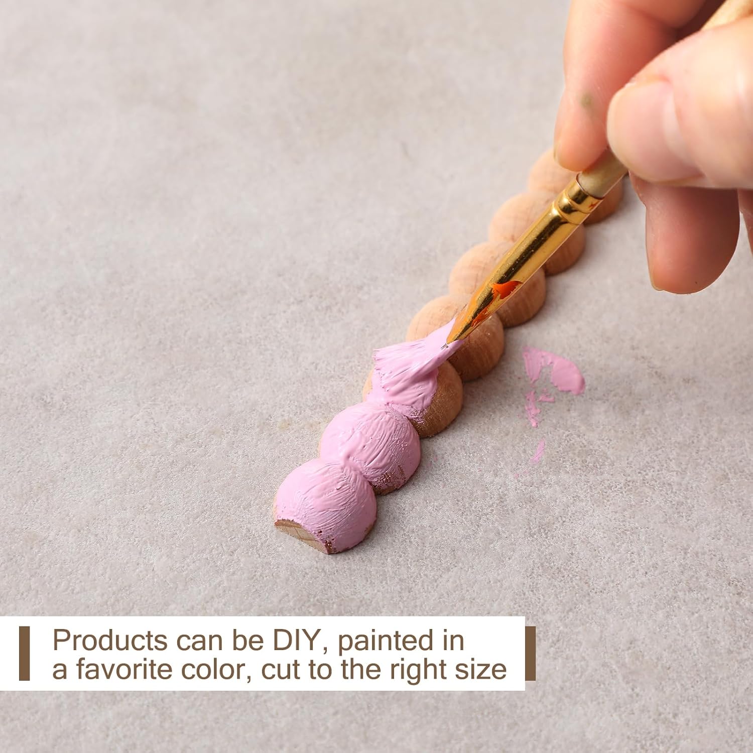 Decorative Beaded Wood Trim Molding Half Wooden Beads Bobbin Trims / 14 Mm / 15.75 Inch / Set of 12