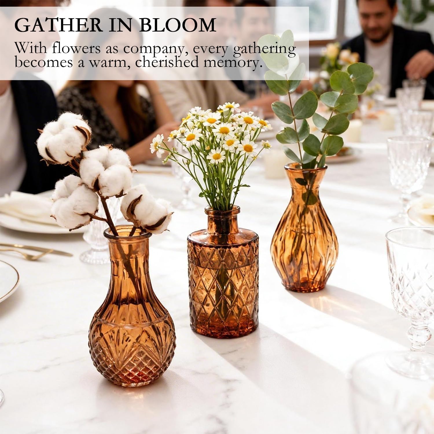 Glass Bud Vase Pcs / Amber / Clear / Set of 12