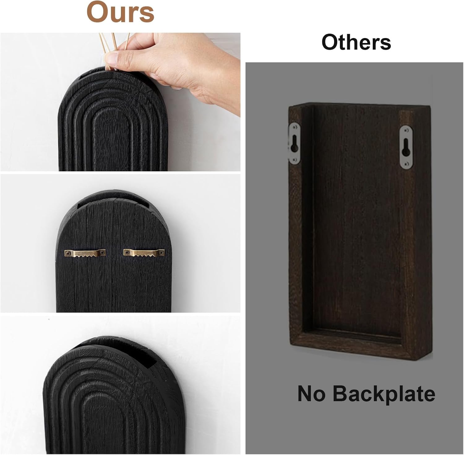 Wood Wall Hanging Planters / Black