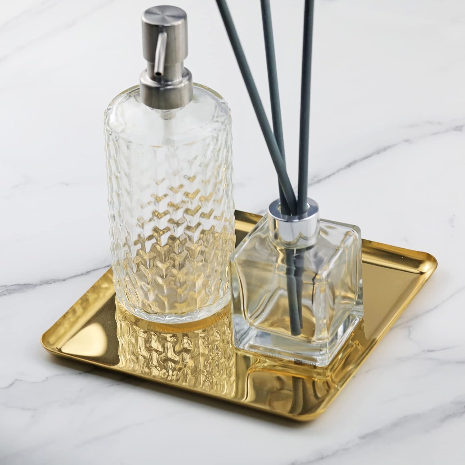 Metal Decorative Tray / Mirror Gold / 7.5 x 7.5 x 0.5