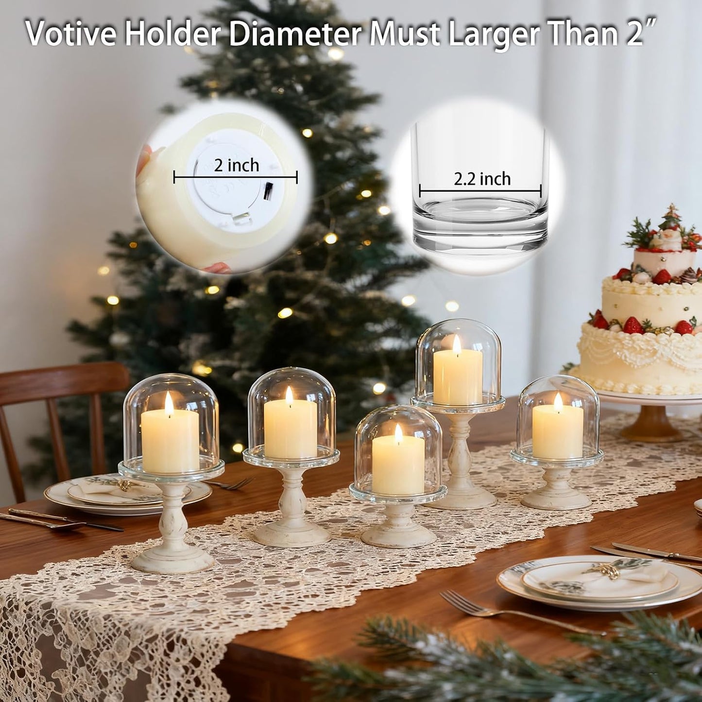 Lezonic Flameless Votive Candles Battery Operated with Remote and Timer, Pack of 6 (D:2" X H:2") LED Ivory White Long