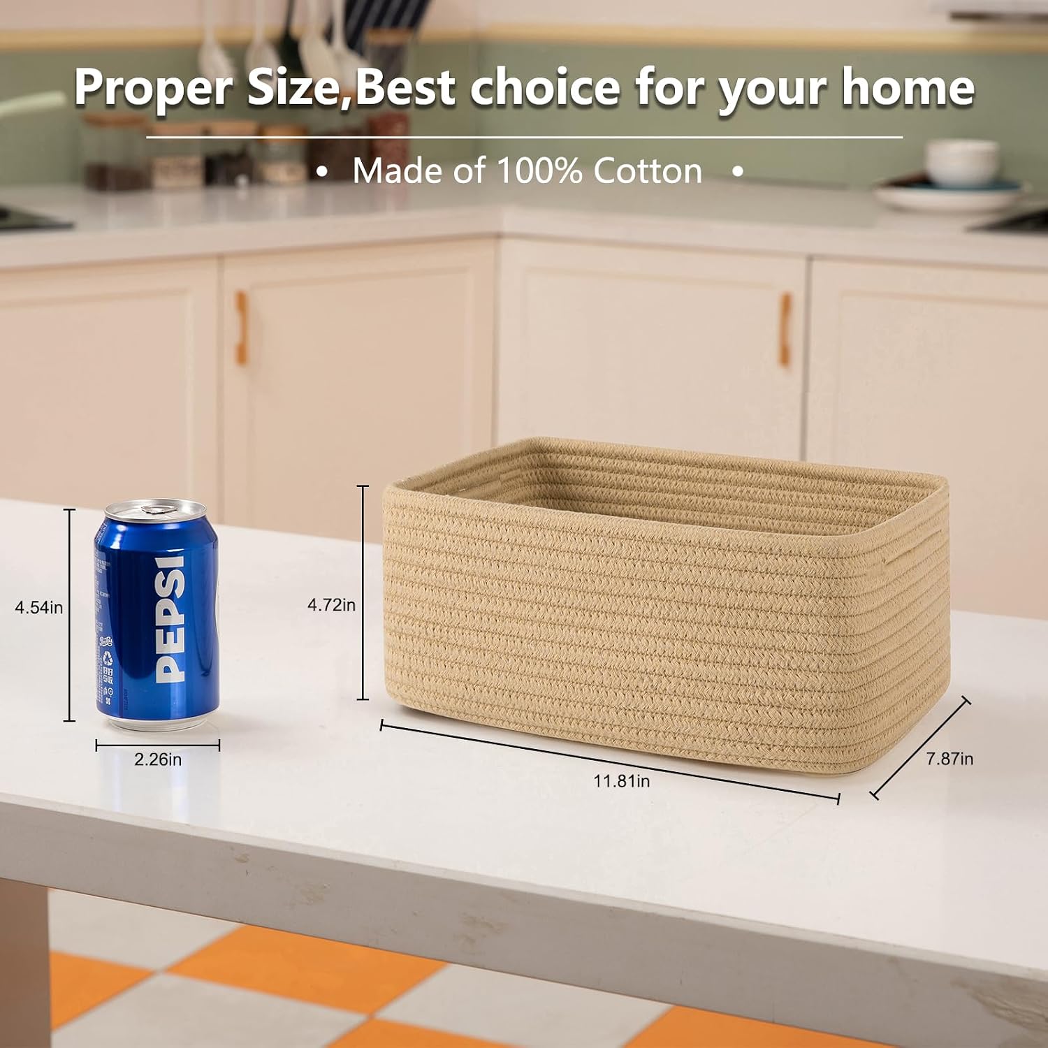 Mini Woven Rope Storage Bins for Towels / Jute / 11.81''lx7.87''wx4.72''h / Set of 4