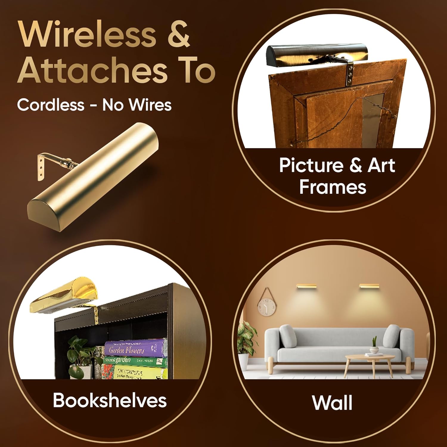 Concepdesigns Picture Light, Battery Operated Picture Light, Dimmable Wireless Picture Lights for Wall, Art Light