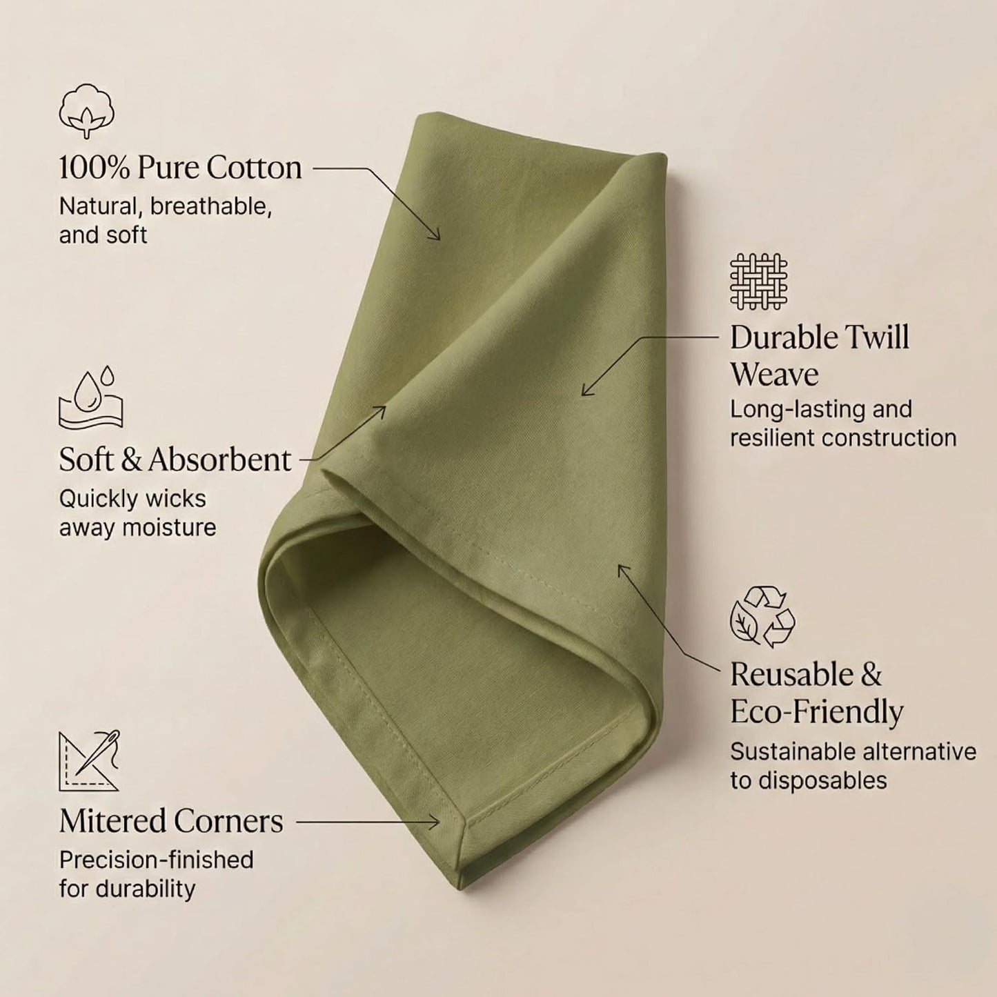 ACCENTHOME Accent Home 100% Cotton Napkins, Delicate Cloth Napkins for Dinners, Parties and Weddings，18 x 18 Inch Set