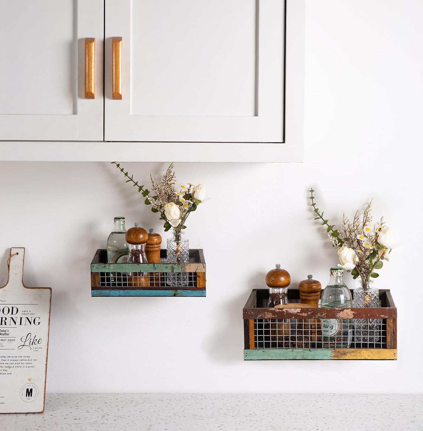 Rustic Wooden Countertop Baskets / Set of 2