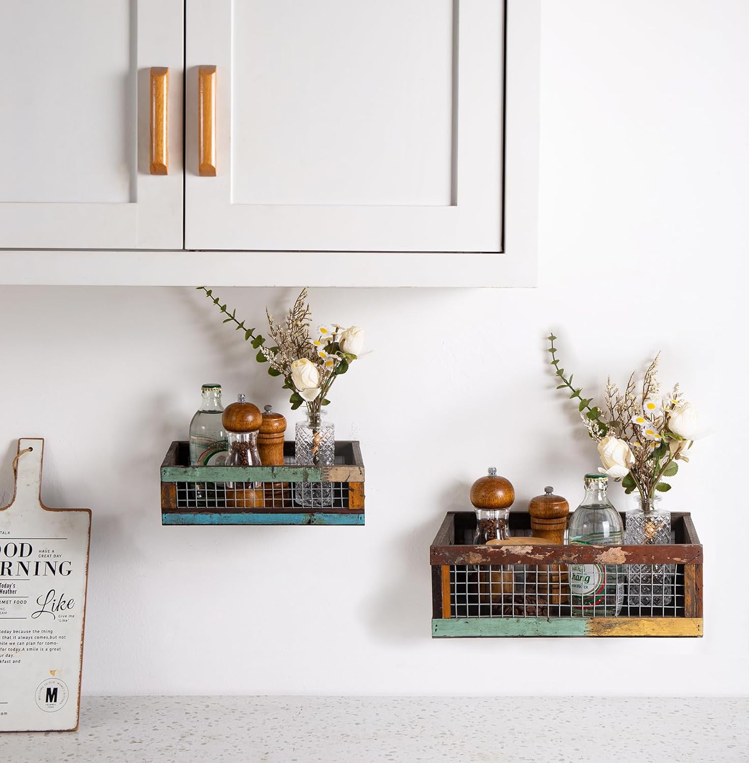Rustic Wooden Countertop Baskets / Set of 2