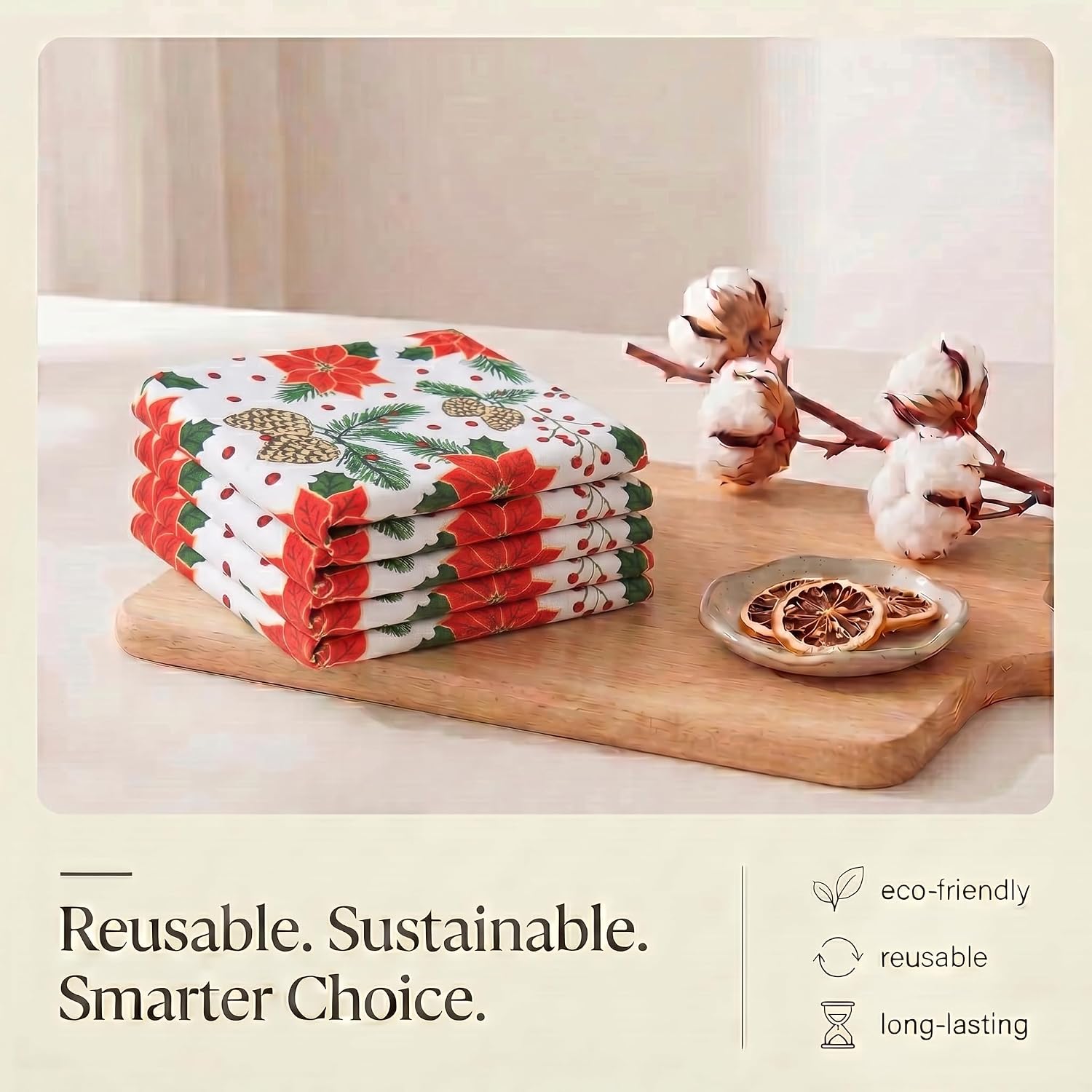 Urban Villa Kitchen Towels Cotton Dish Towels 20”x30”(Set of 6) Pinecone