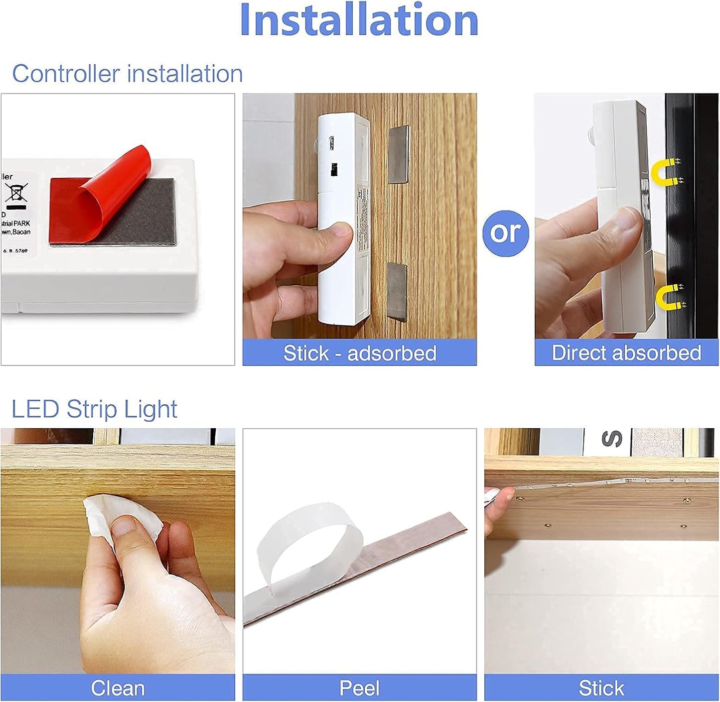 WOBANE Rechargeable Motion Sensor Strip Light, Warm White LED Closet Lights | 2X 6.56ft Upgraded Battery Operated LED