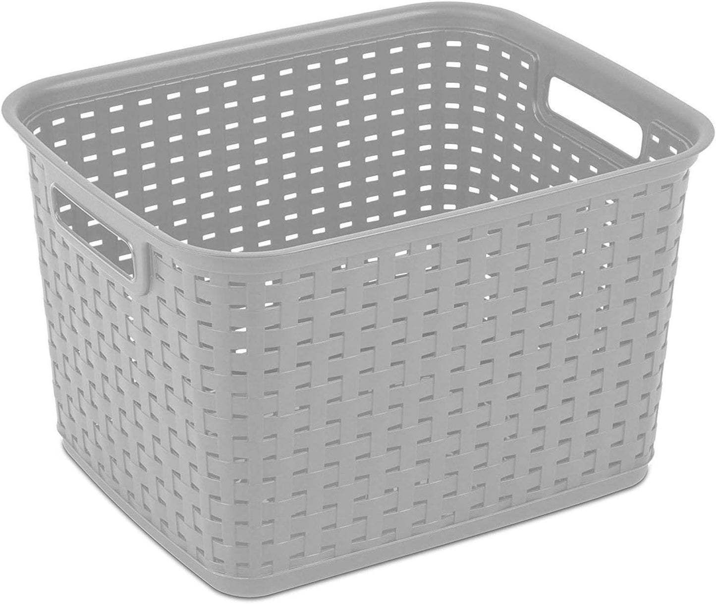 Woven Plastic Storage Baskets for Organization / Gray / Set of 6