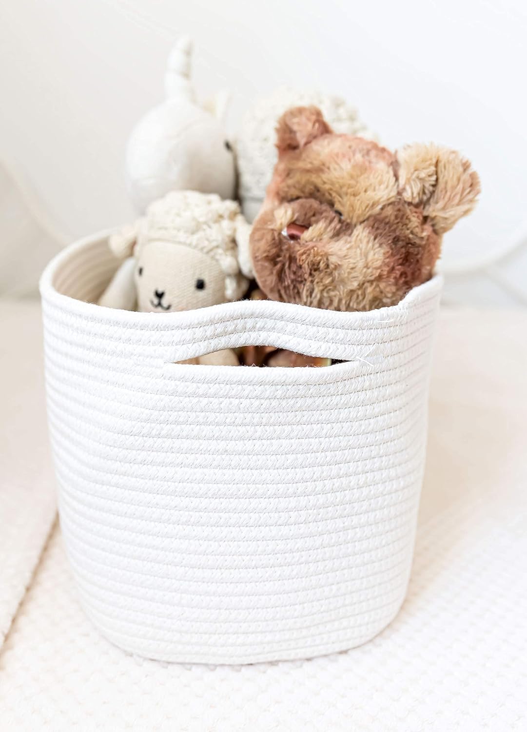 Woven Storage Baskets for Organizing / Full Off-white / 15 x 10 x 9 / Set of 3