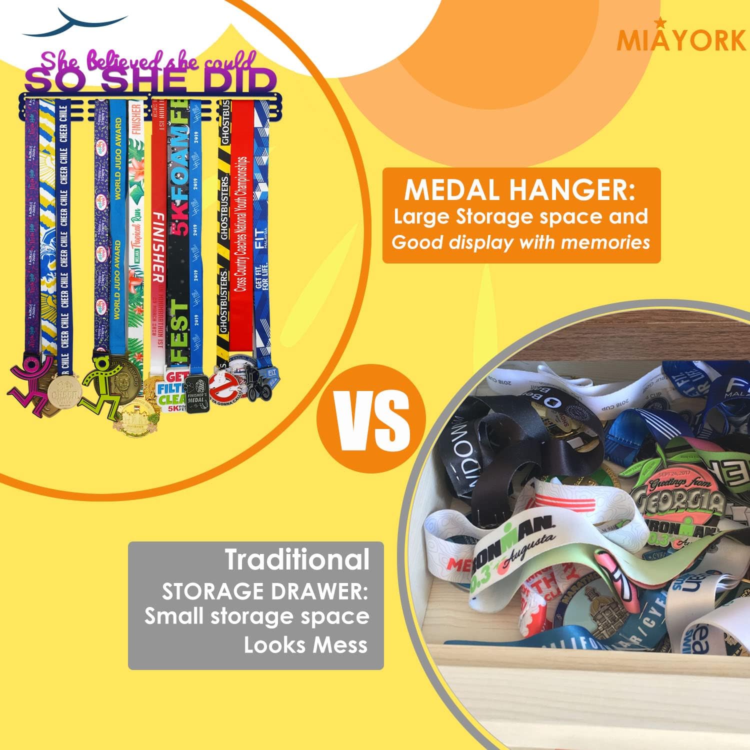 Medal Hanger Display Upgrade-Medal Holder Wall Mount Easy to Install Race Runner for Your Medals