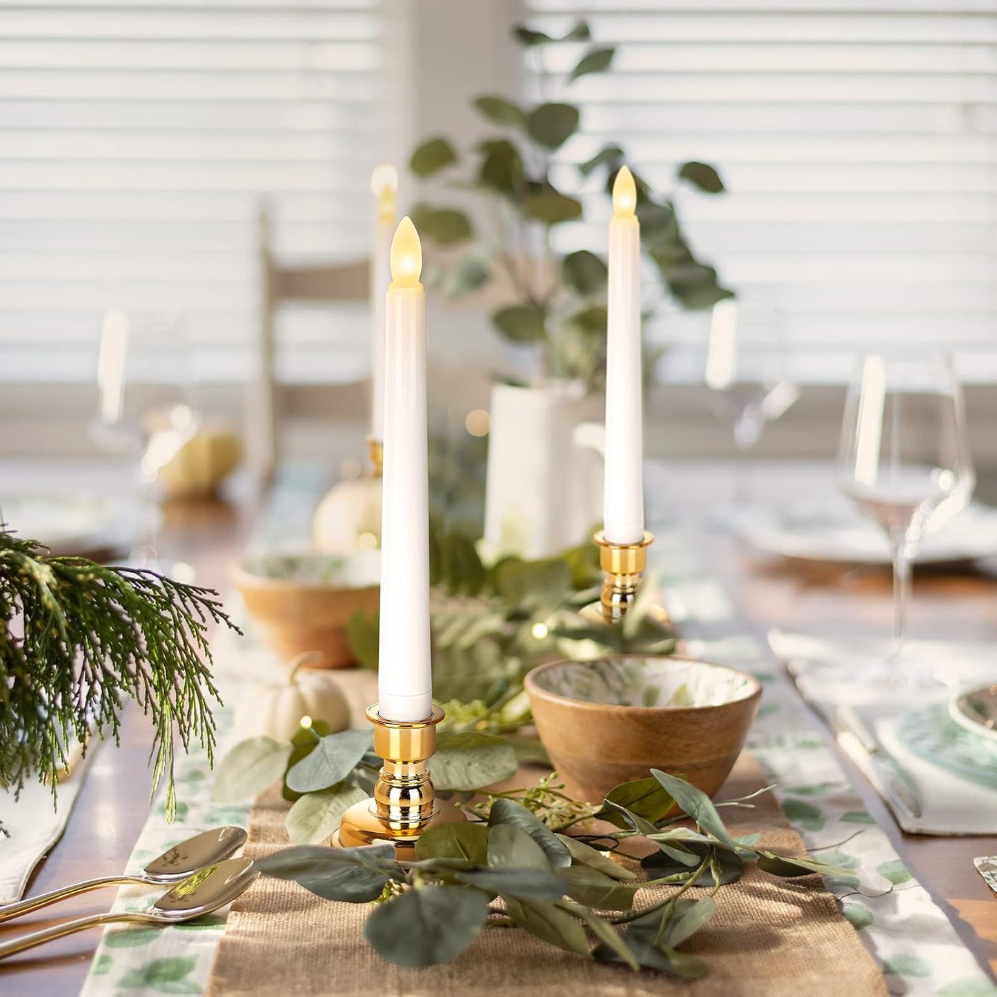 Daord LED Flameless Flickering Taper Candles with Remote & Timer Warm Light Battery Operated Christmas Window Candle