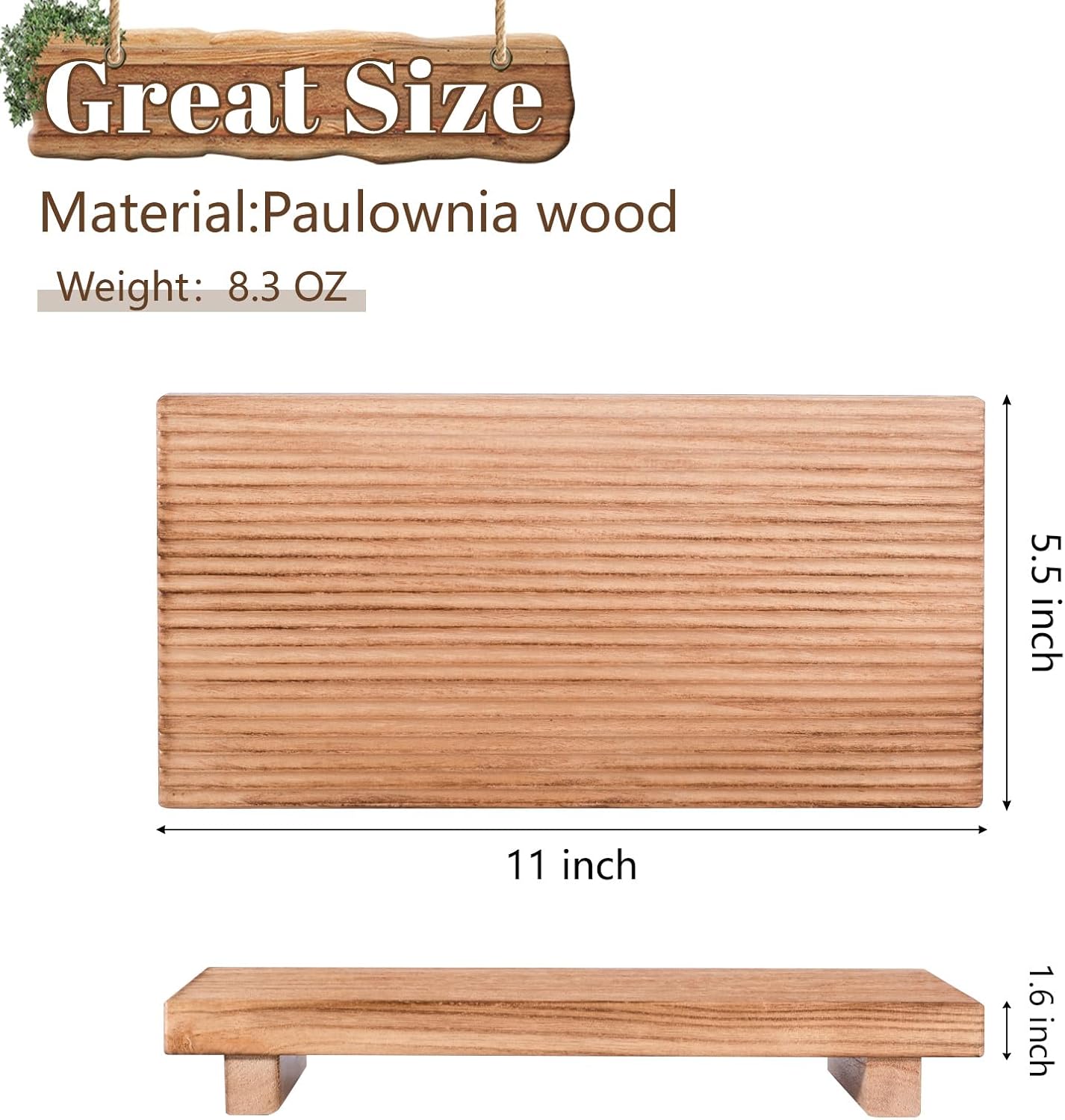 Bathroom Tray Farmhouse Decor Pedestal Stand Wood Riser Display Kitchen / Brown / 11 x 5.5 x 1.6