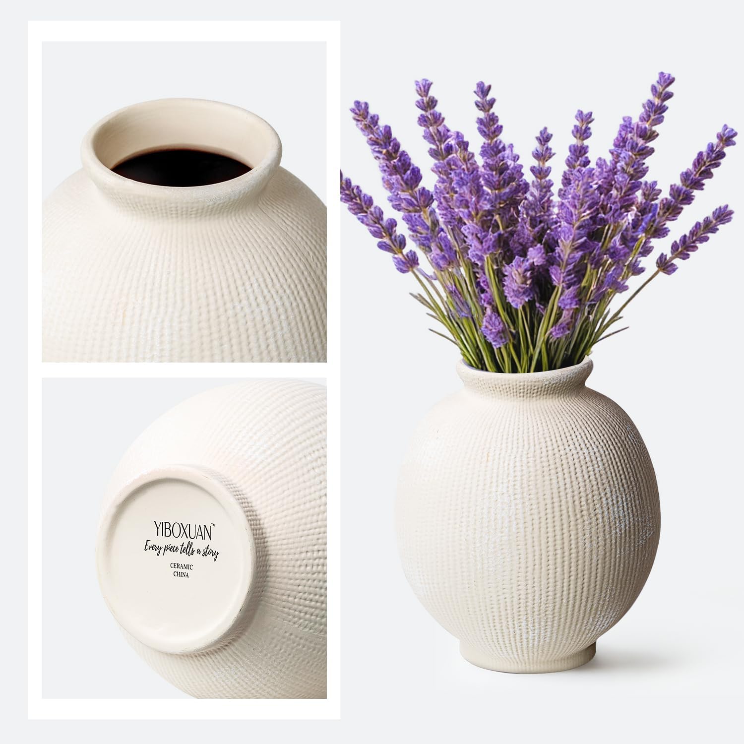 Ceramic Decorative Flower Vase / Modern White-6.8